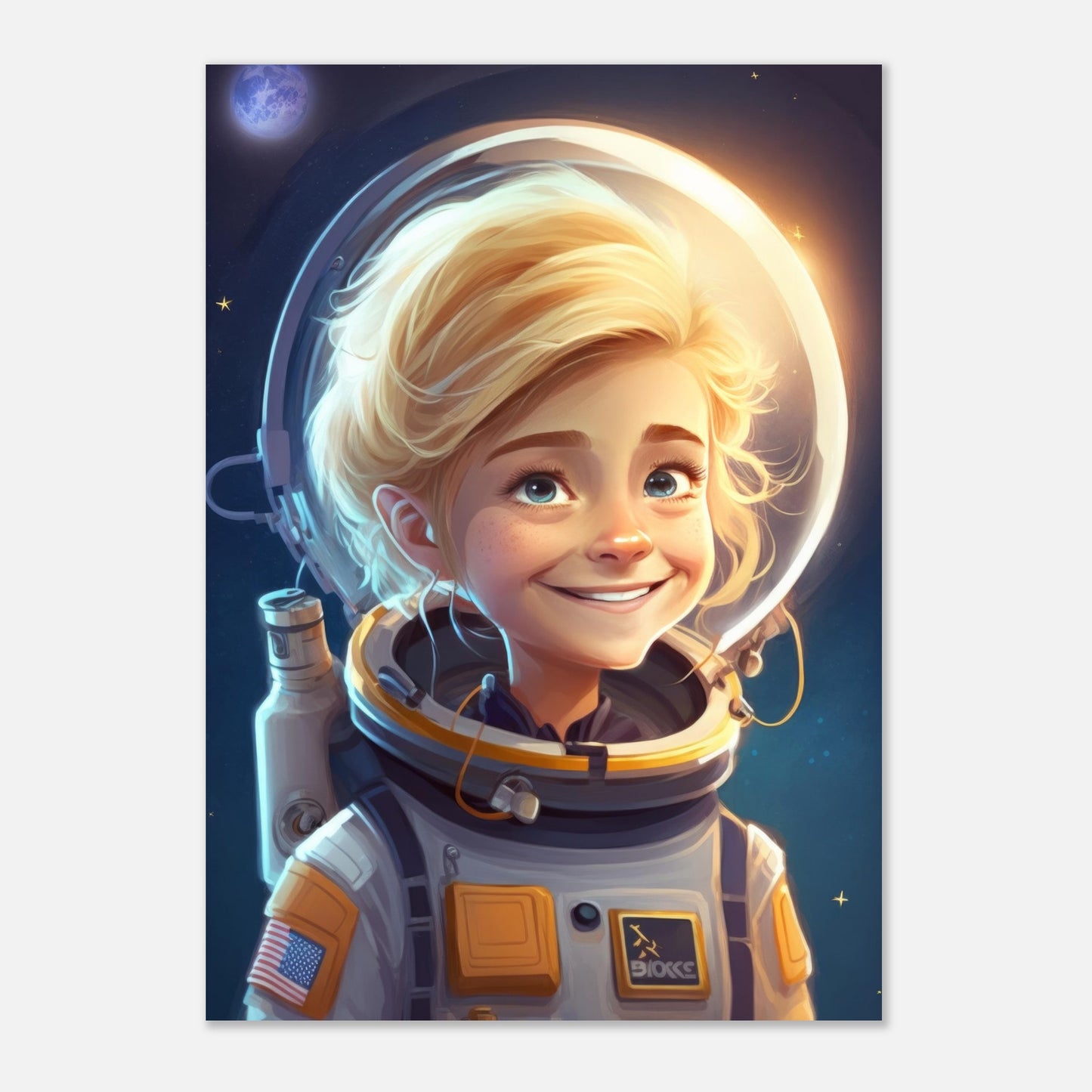 Little Heroes Astronauts Girl 3 Premium Matte Poster | Encouraging Children's Wall Art