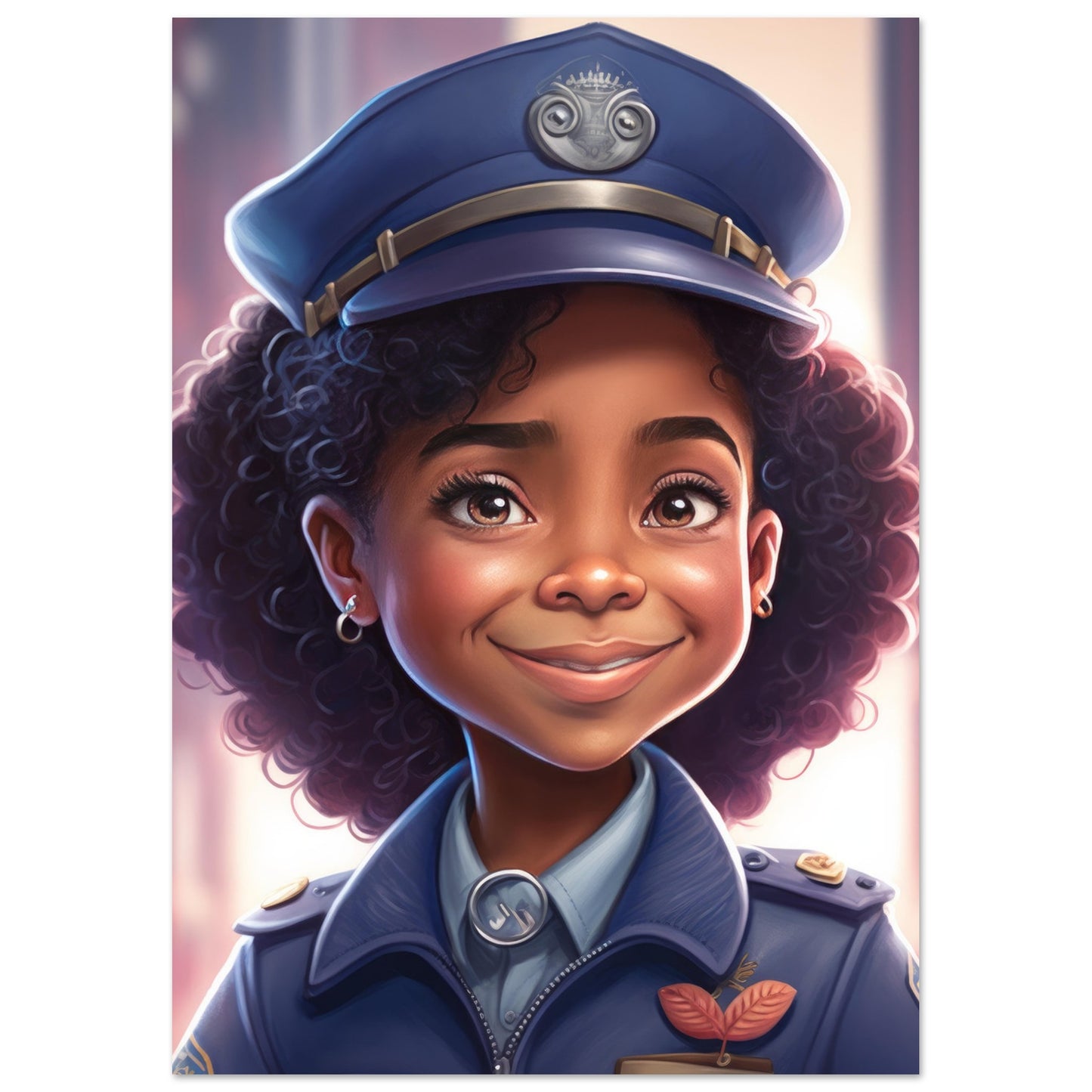 Little Heroes Police Girl 5 Premium Matte Poster | Encouraging Children's Wall Art