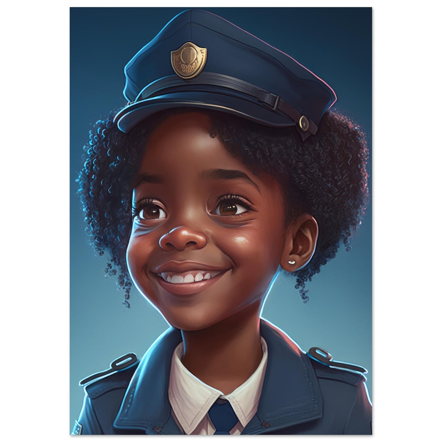 Little Heroes Police Girl 2 Premium Matte Poster | Encouraging Children's Wall Art