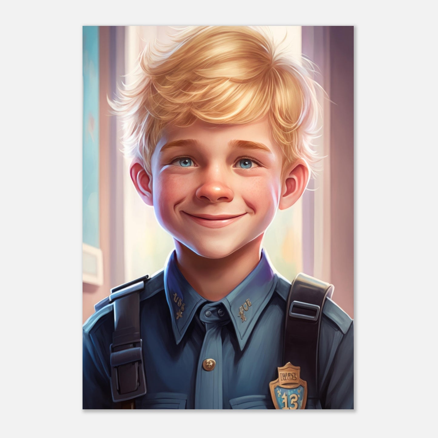 Little Heroes Police Boy 3 Premium Matte Poster | Encouraging Children's Wall Art