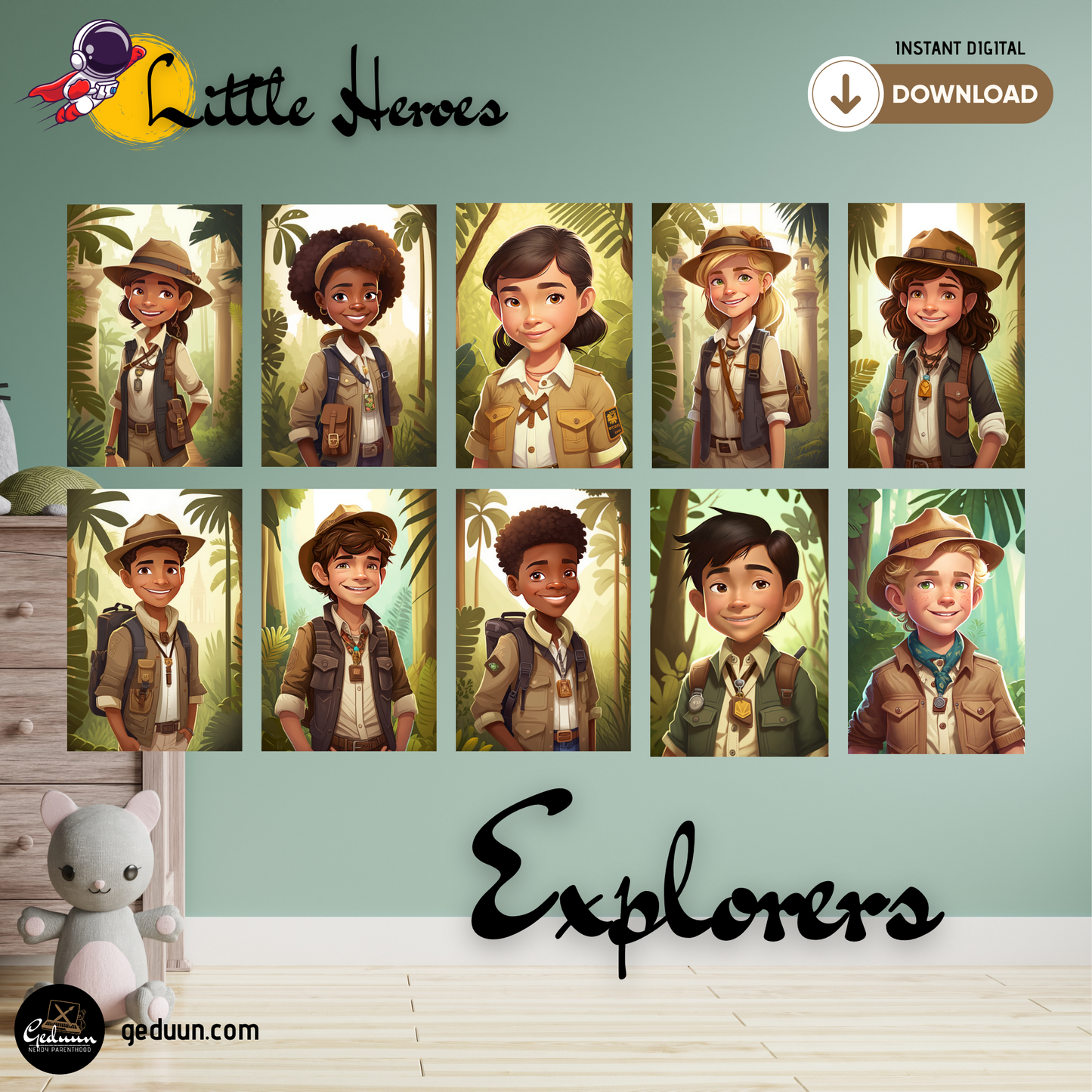 A | Little Heroes 5 Pack | Encouraging Children's Wall Art