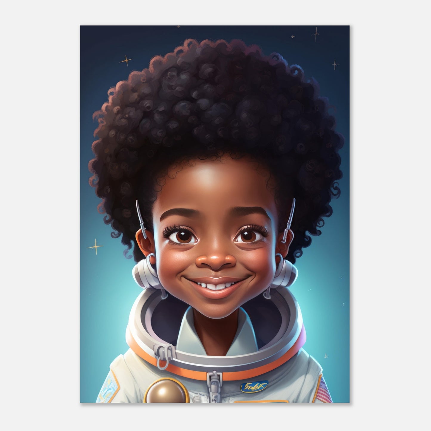 Little Heroes Astronauts Girl 2 Premium Matte Poster | Encouraging Children's Wall Art