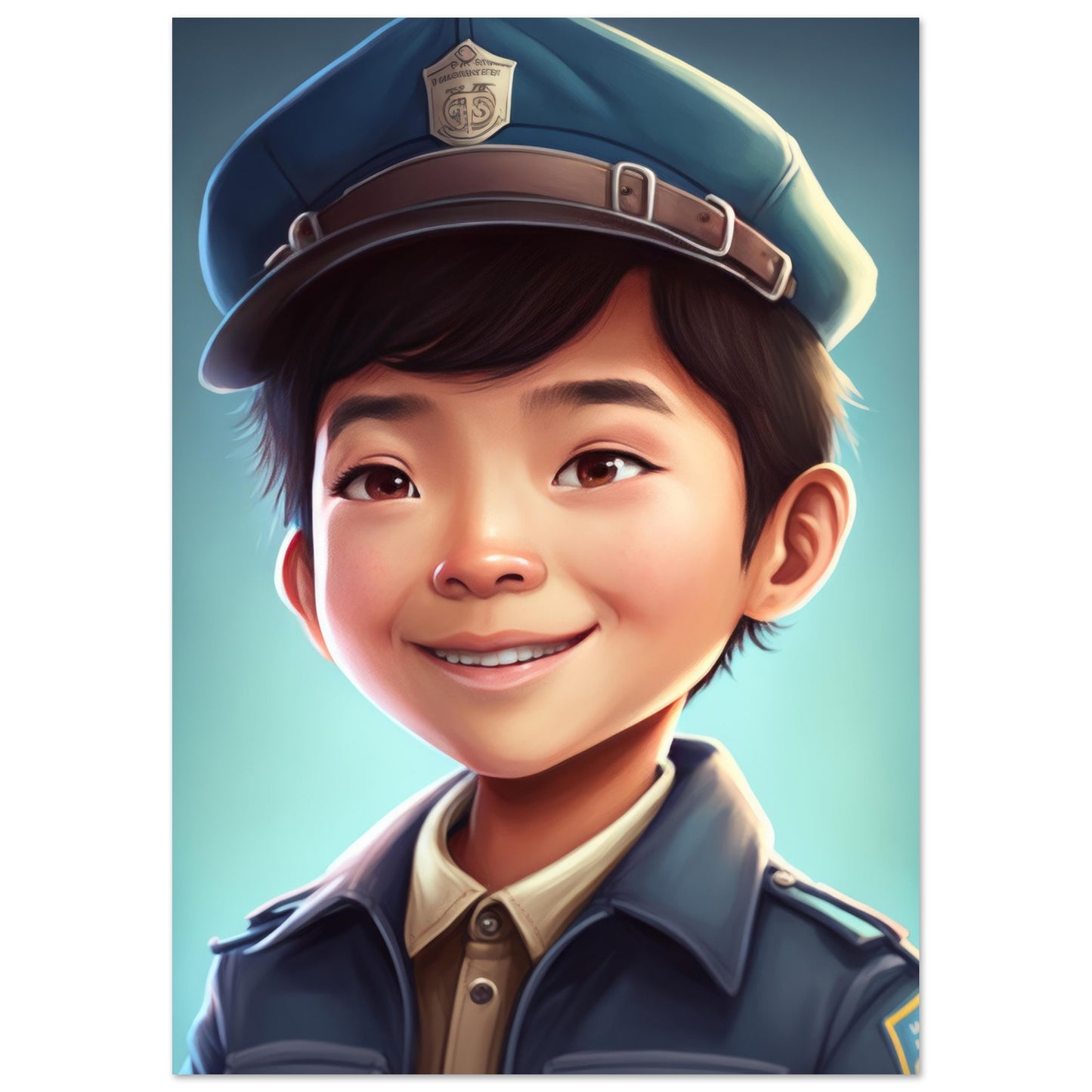 Little Heroes Police Boy 4 Premium Matte Poster | Encouraging Children's Wall Art