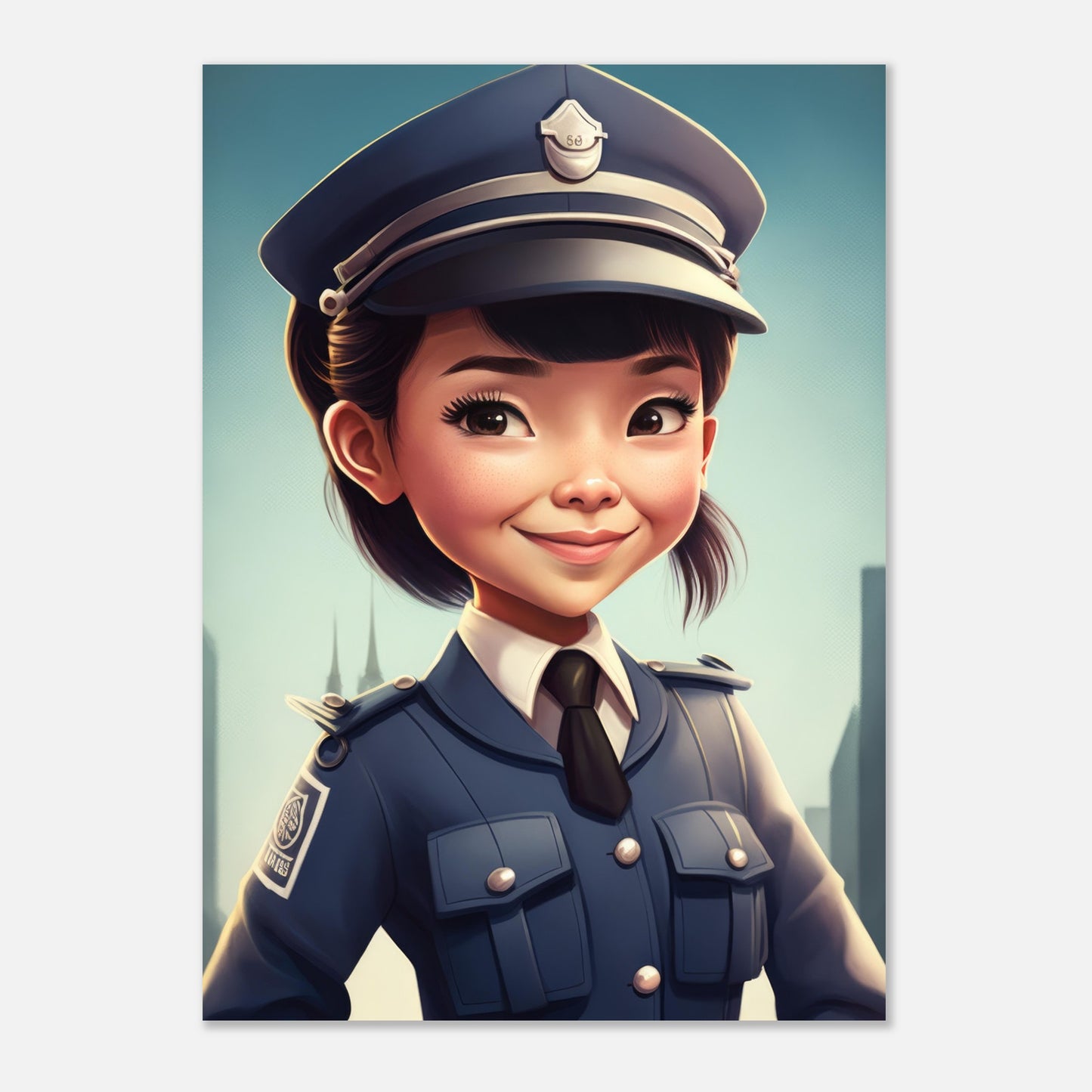 Little Heroes Police Girl 4 Premium Matte Poster | Encouraging Children's Wall Art