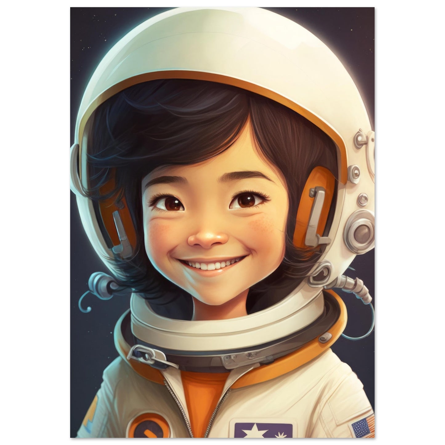 Little Heroes Astronauts Girl 4 Premium Matte Poster | Encouraging Children's Wall Art