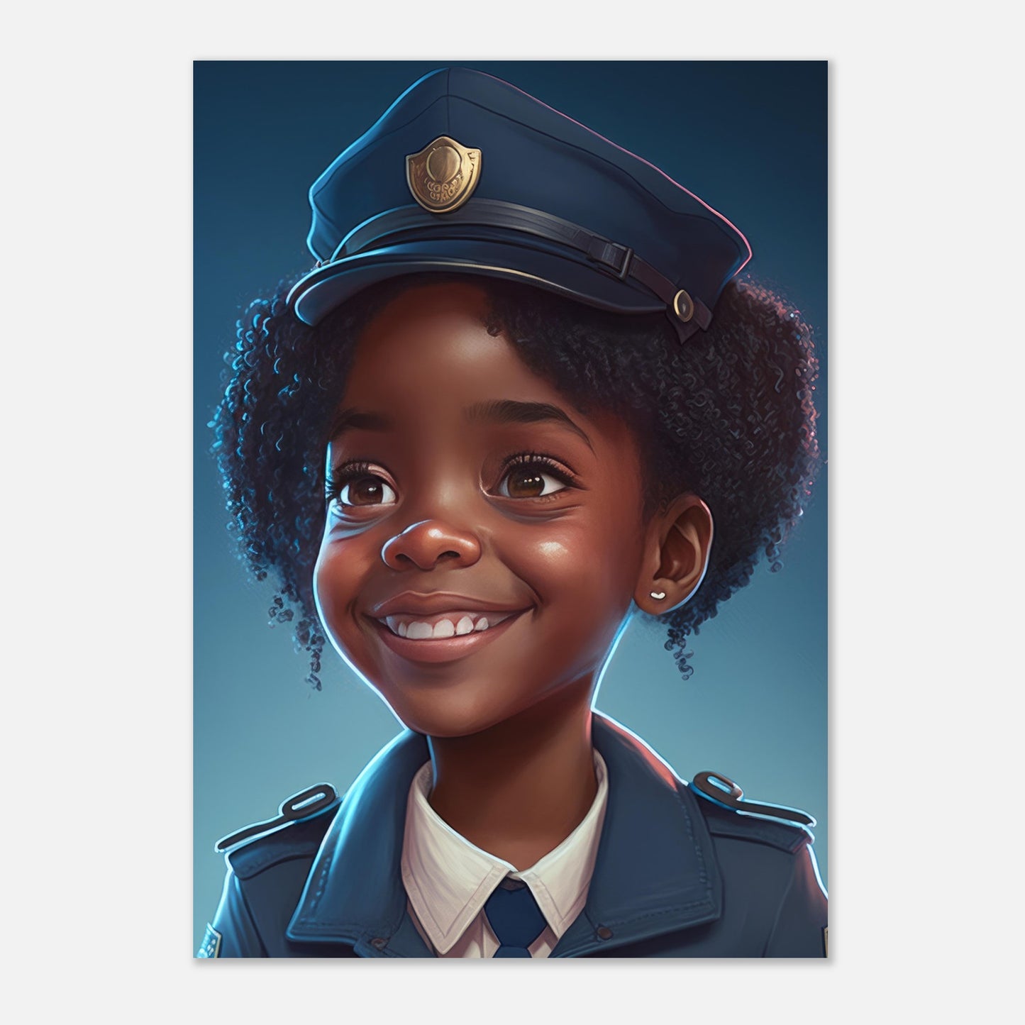 Little Heroes Police Girl 2 Premium Matte Poster | Encouraging Children's Wall Art