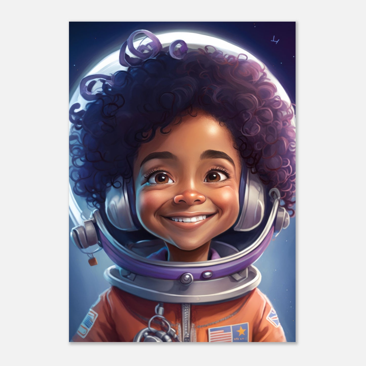 Little Heroes Astronauts Girl 5 Premium Matte Poster | Encouraging Children's Wall Art