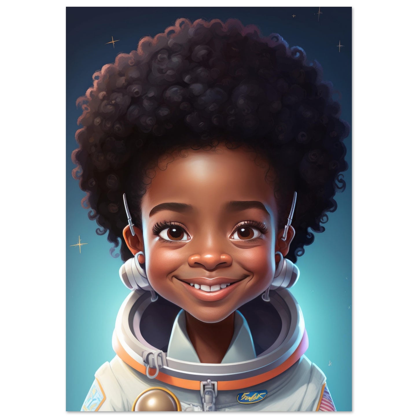 Little Heroes Astronauts Girl 2 Premium Matte Poster | Encouraging Children's Wall Art