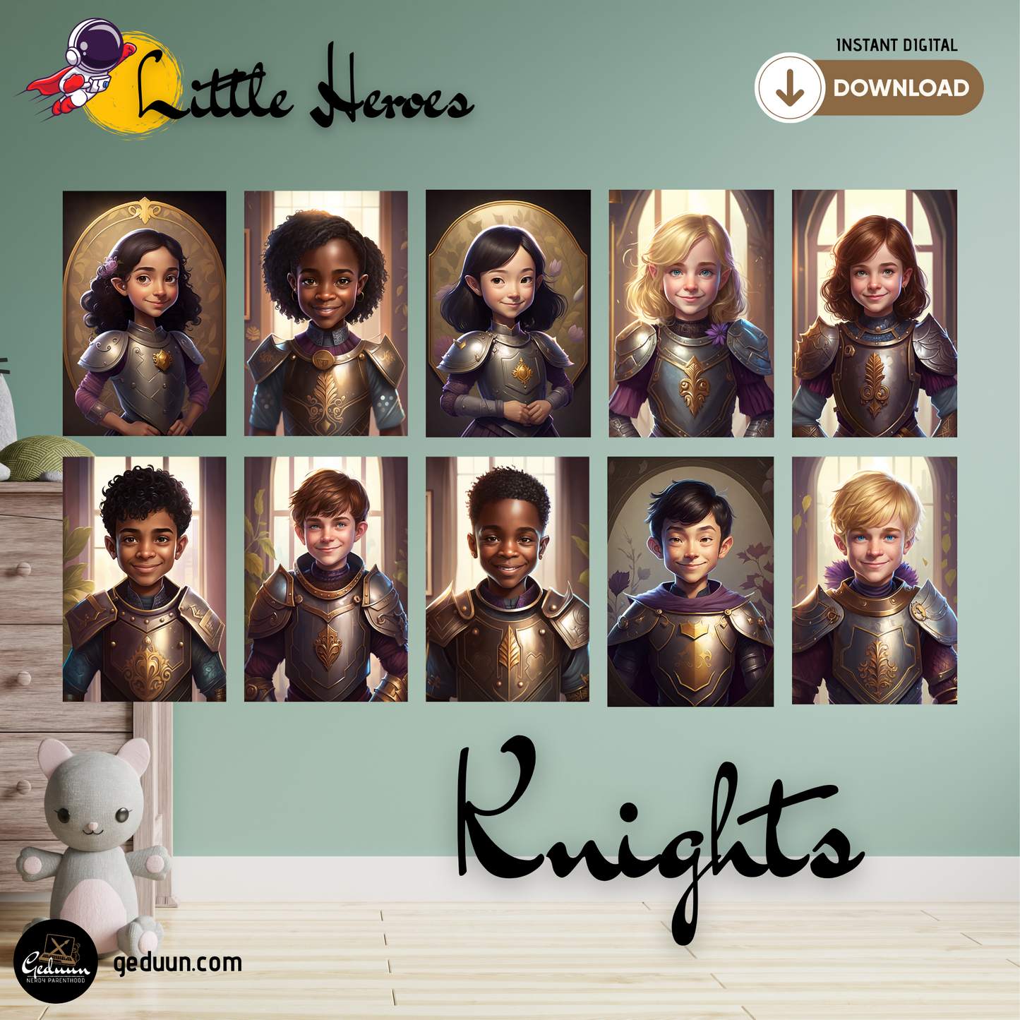 A | Little Heroes 5 Pack | Encouraging Children's Wall Art