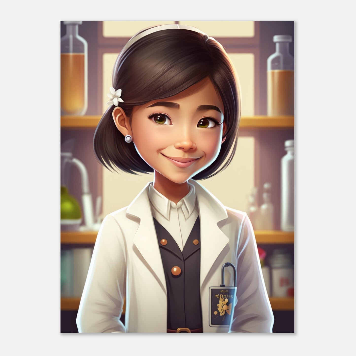 Little Heroes Scientists Girl 4 Premium Matte Poster | Encouraging Children's Wall Art