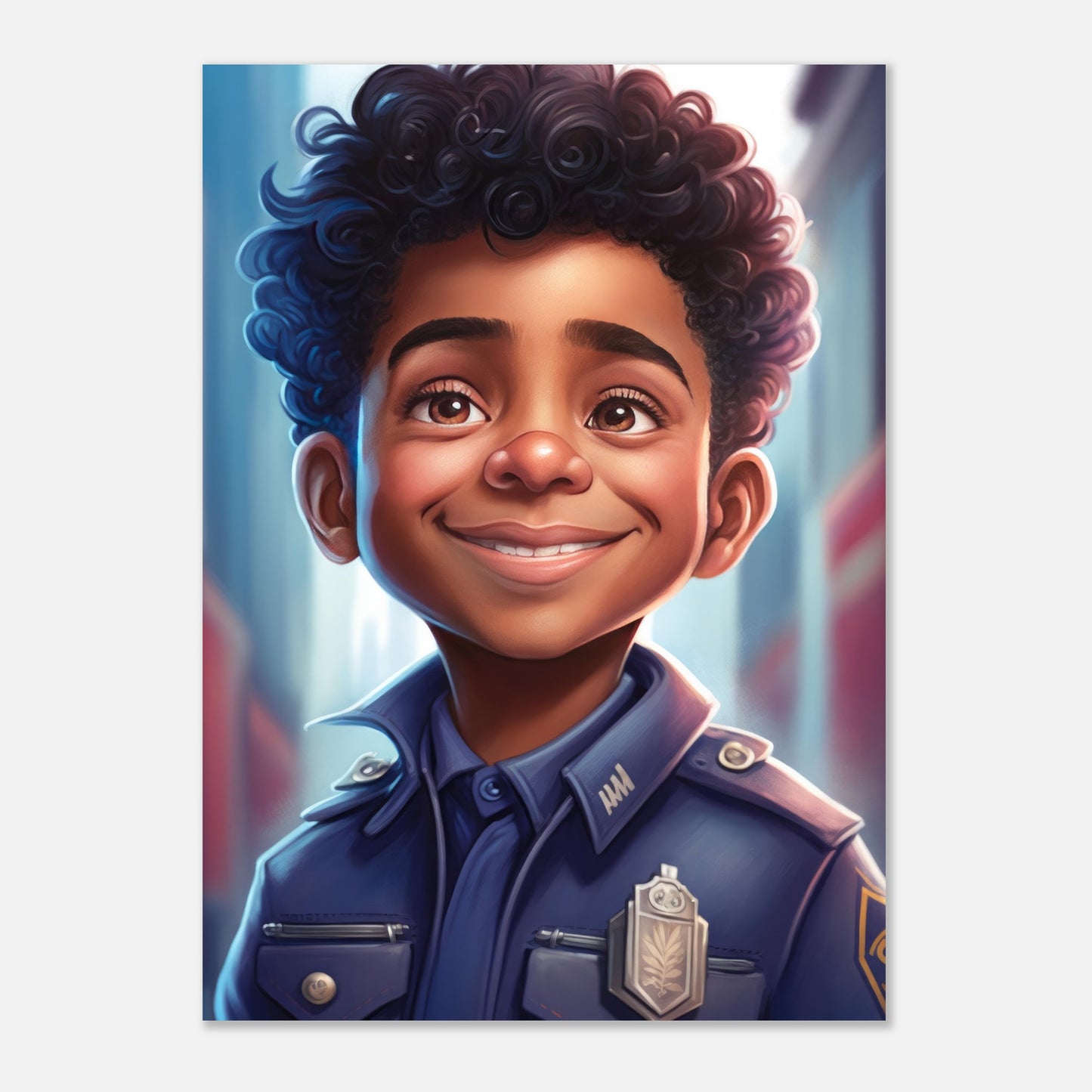 Little Heroes Police Boy 5 Premium Matte Poster | Encouraging Children's Wall Art