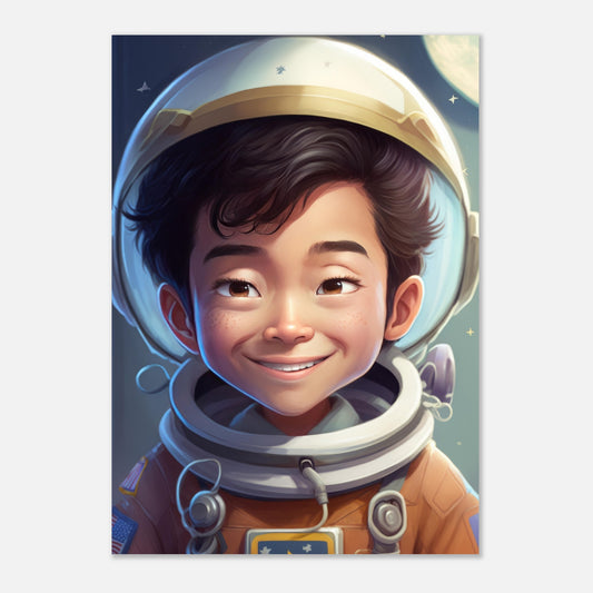 Little Heroes Astronauts Boy 4 Premium Matte Poster | Encouraging Children's Wall Art