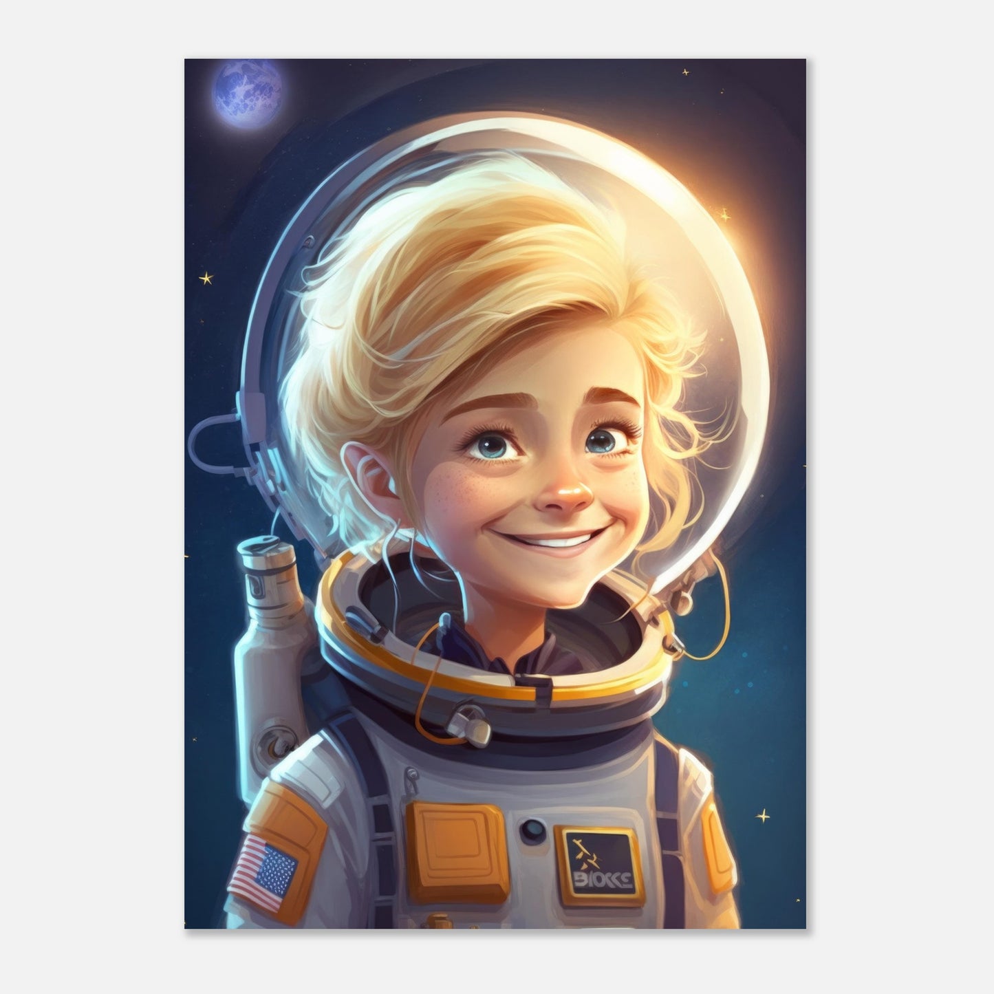 Little Heroes Astronauts Girl 3 Premium Matte Poster | Encouraging Children's Wall Art