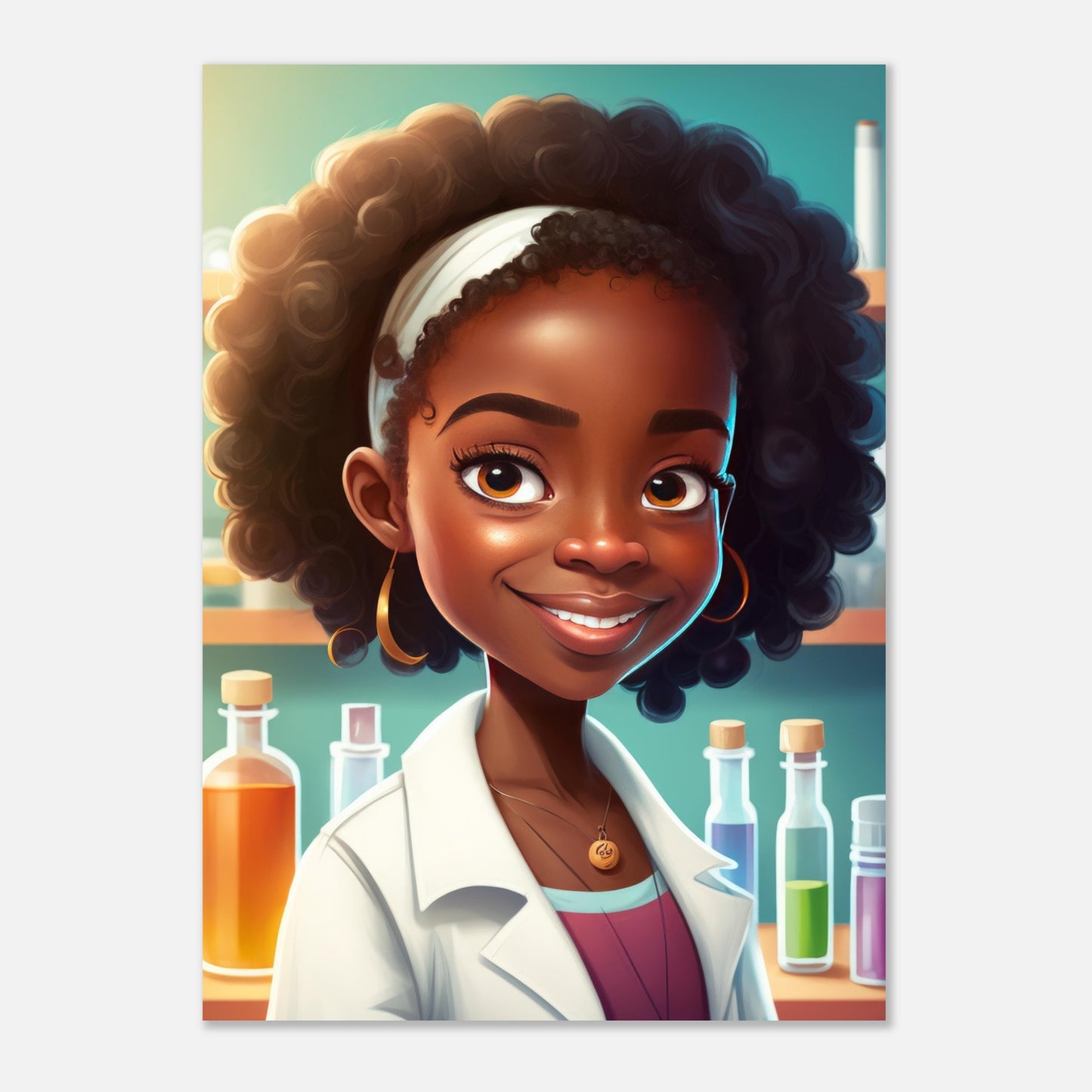 Little Heroes Scientists Girl 2 Premium Matte Poster | Encouraging Children's Wall Art