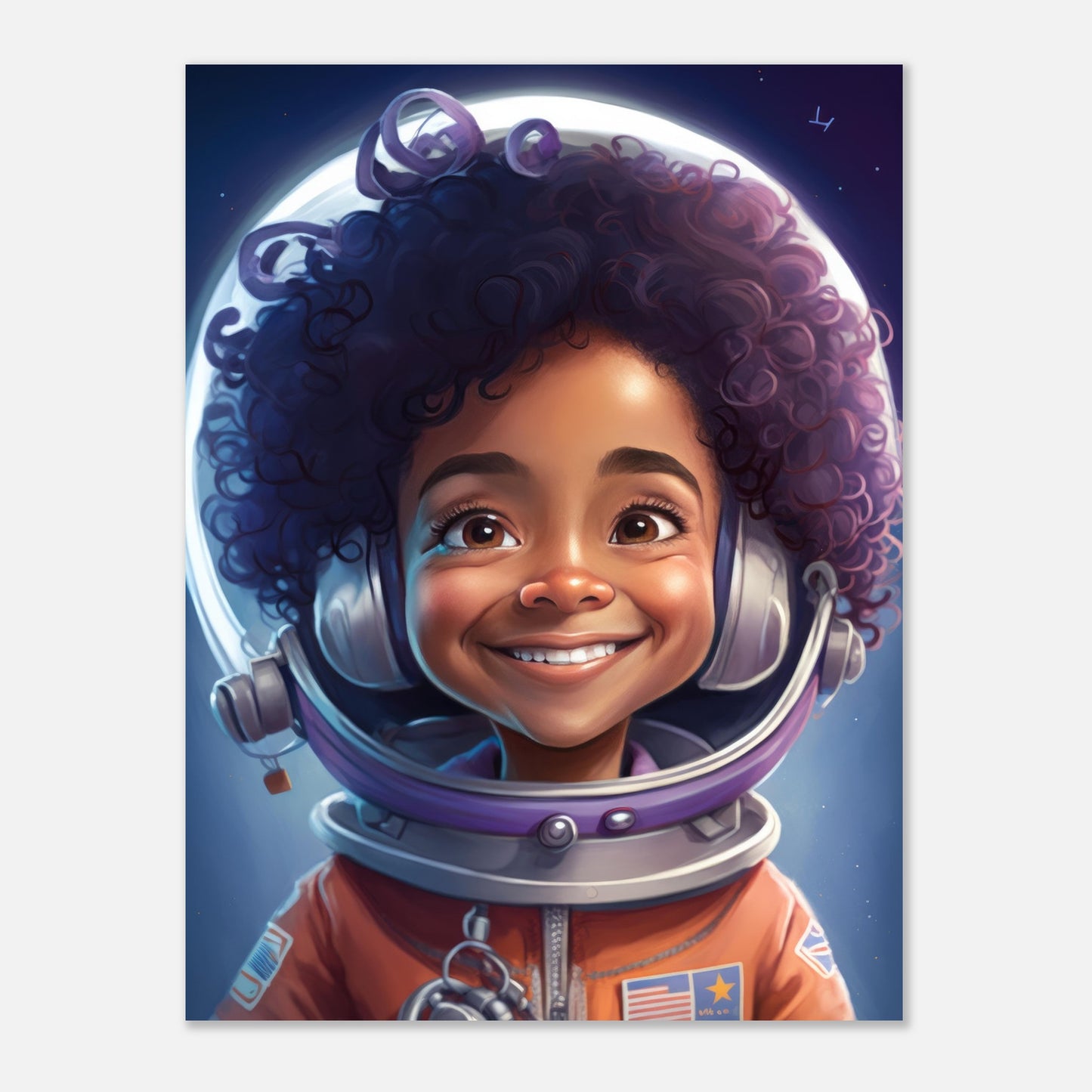 Little Heroes Astronauts Girl 5 Premium Matte Poster | Encouraging Children's Wall Art