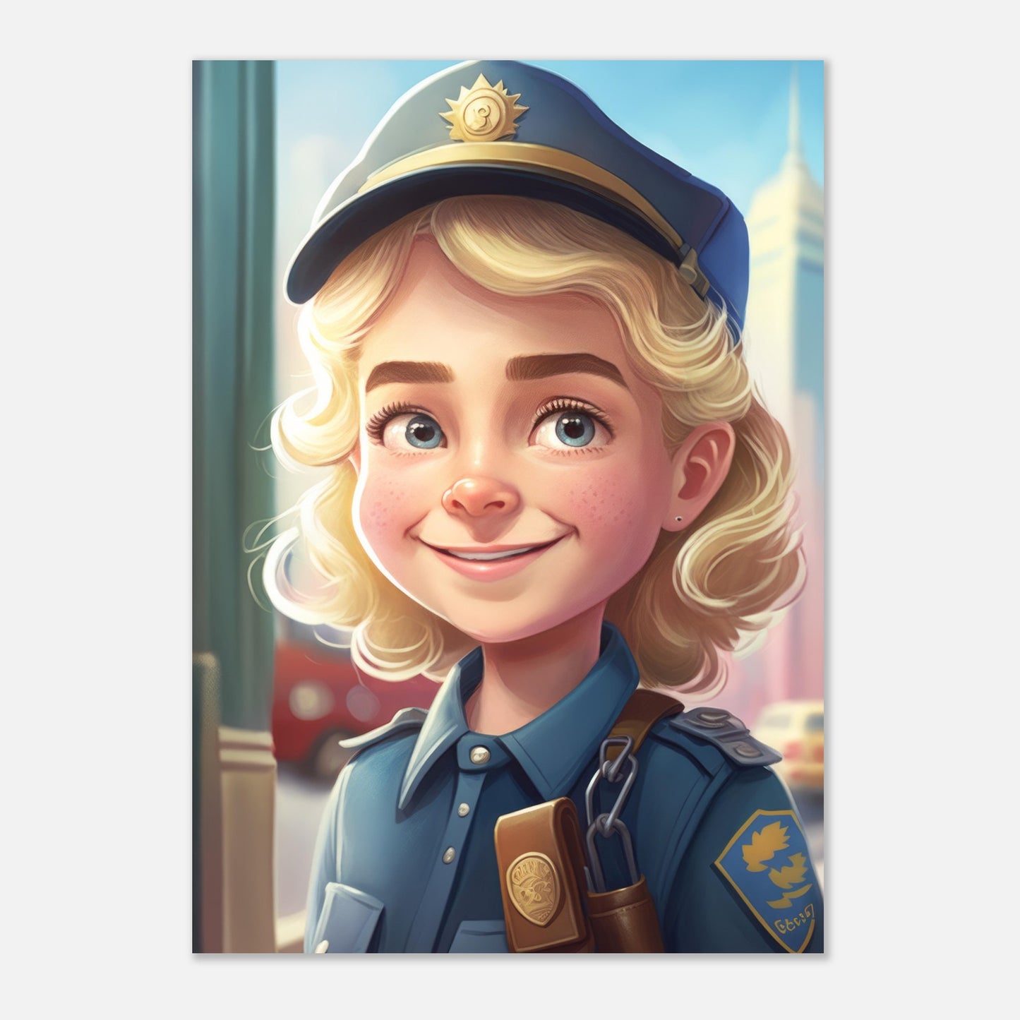 Little Heroes Police Girl 3 Premium Matte Poster | Encouraging Children's Wall Art