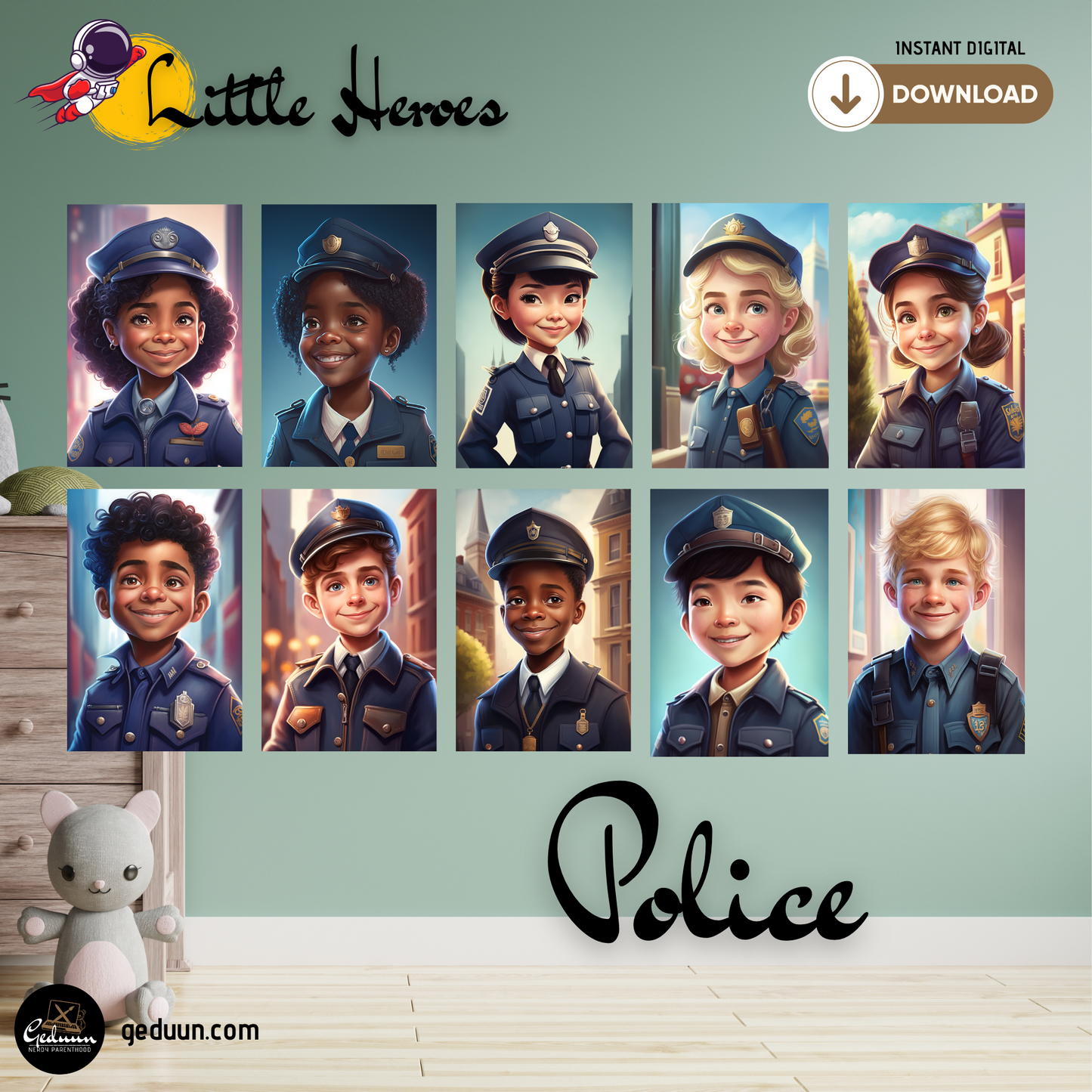 A | Little Heroes 5 Pack | Encouraging Children's Wall Art