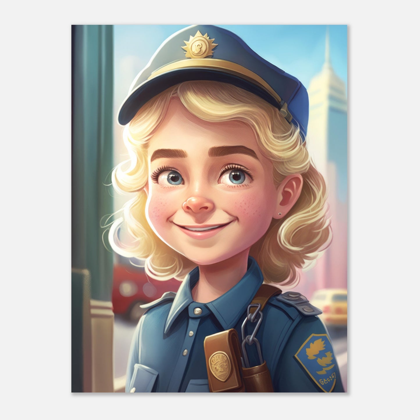 Little Heroes Police Girl 3 Premium Matte Poster | Encouraging Children's Wall Art