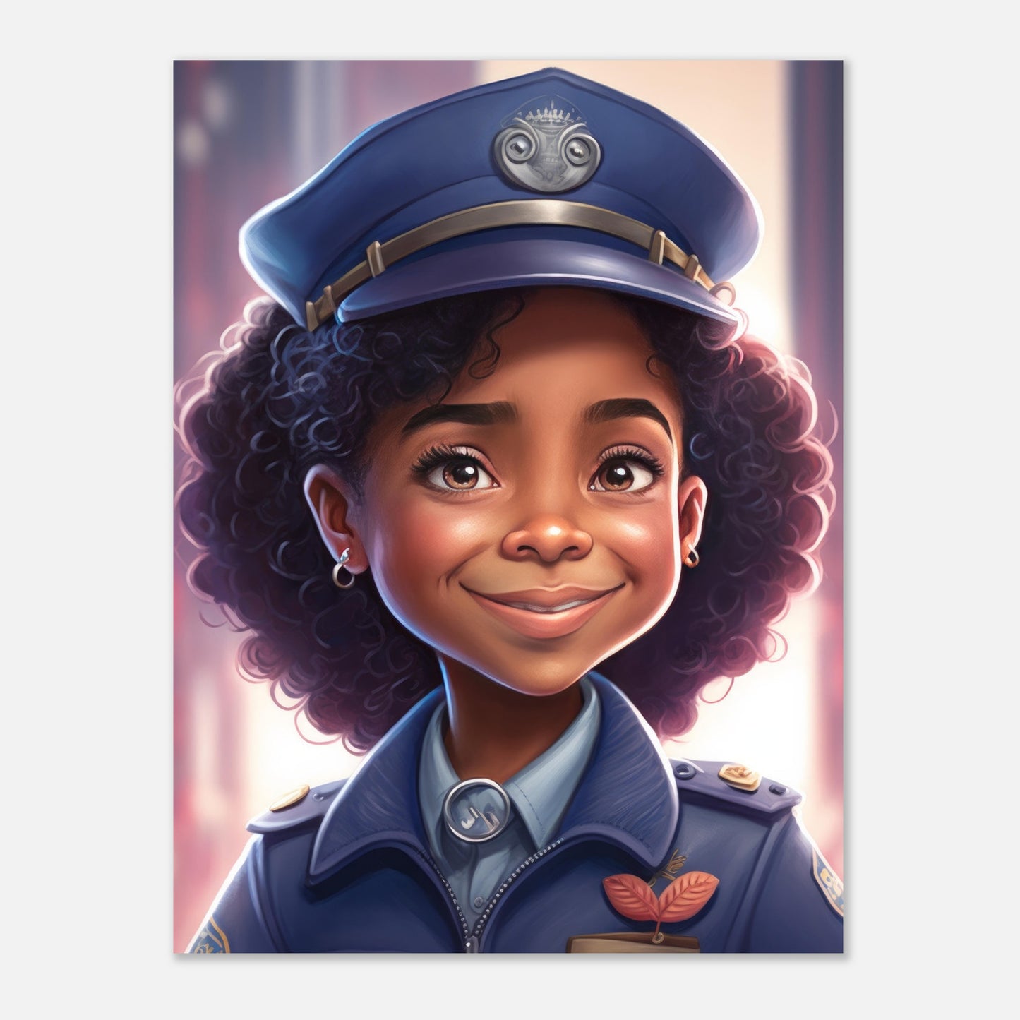 Little Heroes Police Girl 5 Premium Matte Poster | Encouraging Children's Wall Art