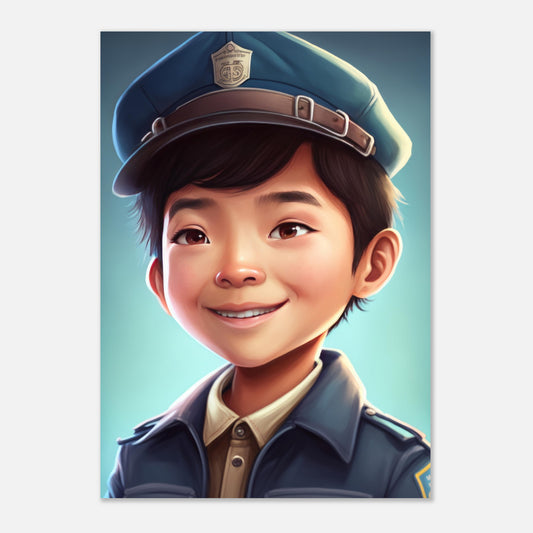 Little Heroes Police Boy 4 Premium Matte Poster | Encouraging Children's Wall Art