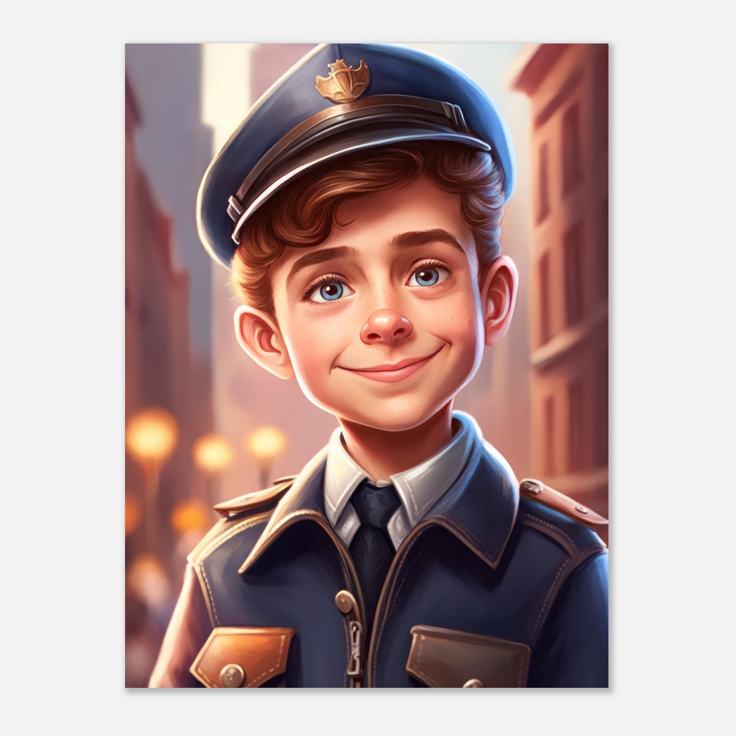 Little Heroes Police Boy 1 Premium Matte Poster | Encouraging Children's Wall Art