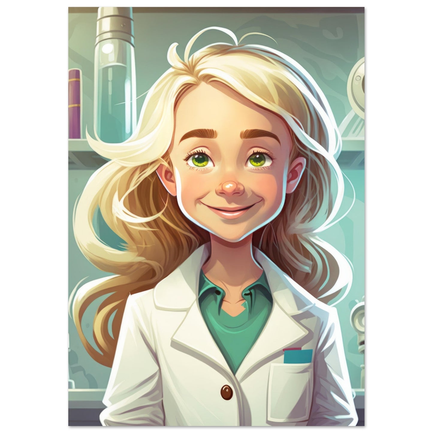 Little Heroes Scientists Girl 3 Premium Matte Poster | Encouraging Children's Wall Art