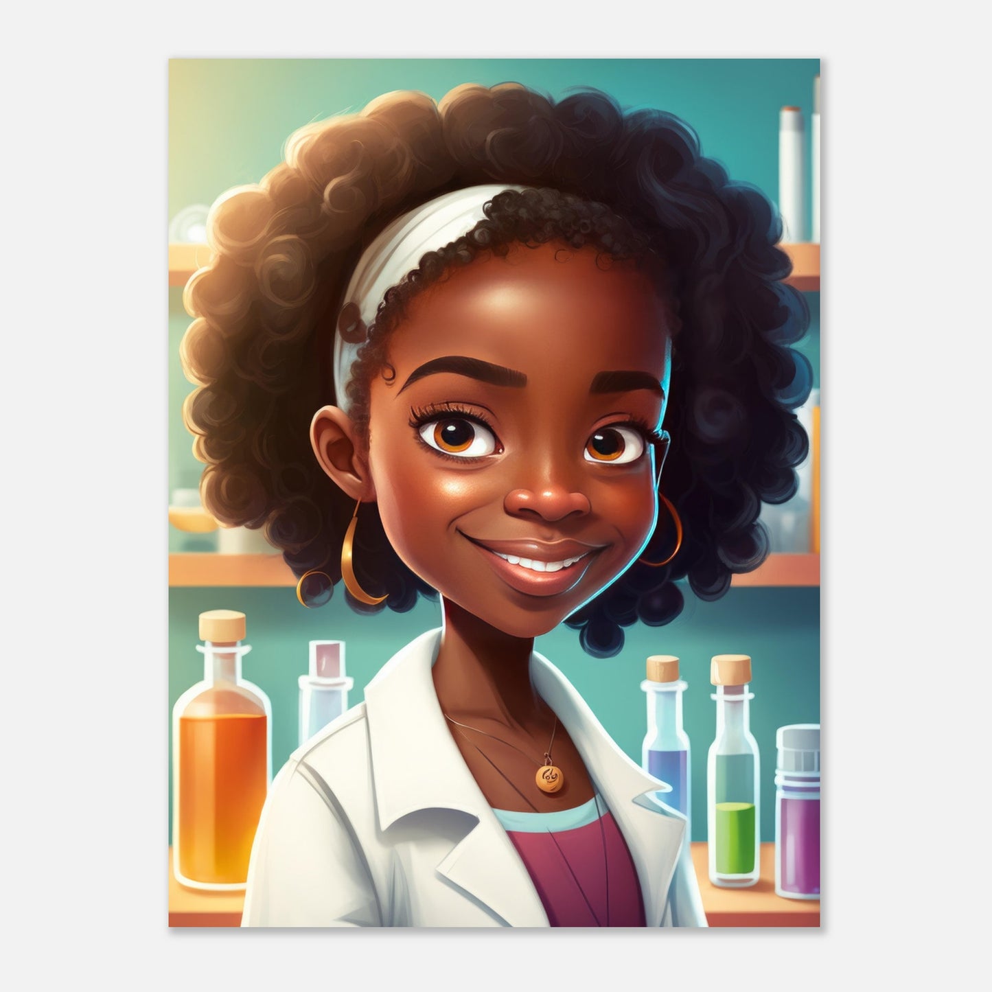 Little Heroes Scientists Girl 2 Premium Matte Poster | Encouraging Children's Wall Art