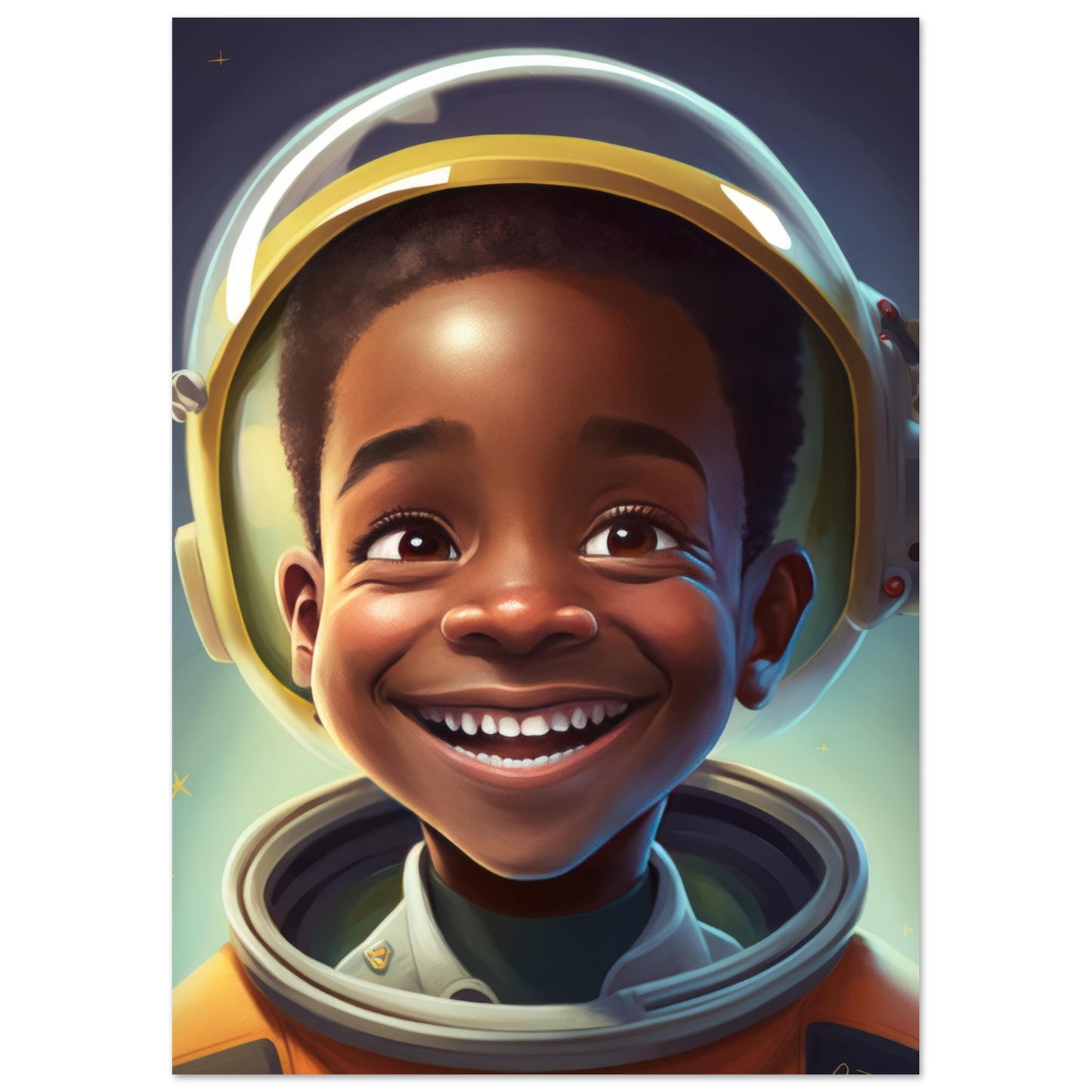 Little Heroes Astronauts Boy 2 Premium Matte Poster | Encouraging Children's Wall Art