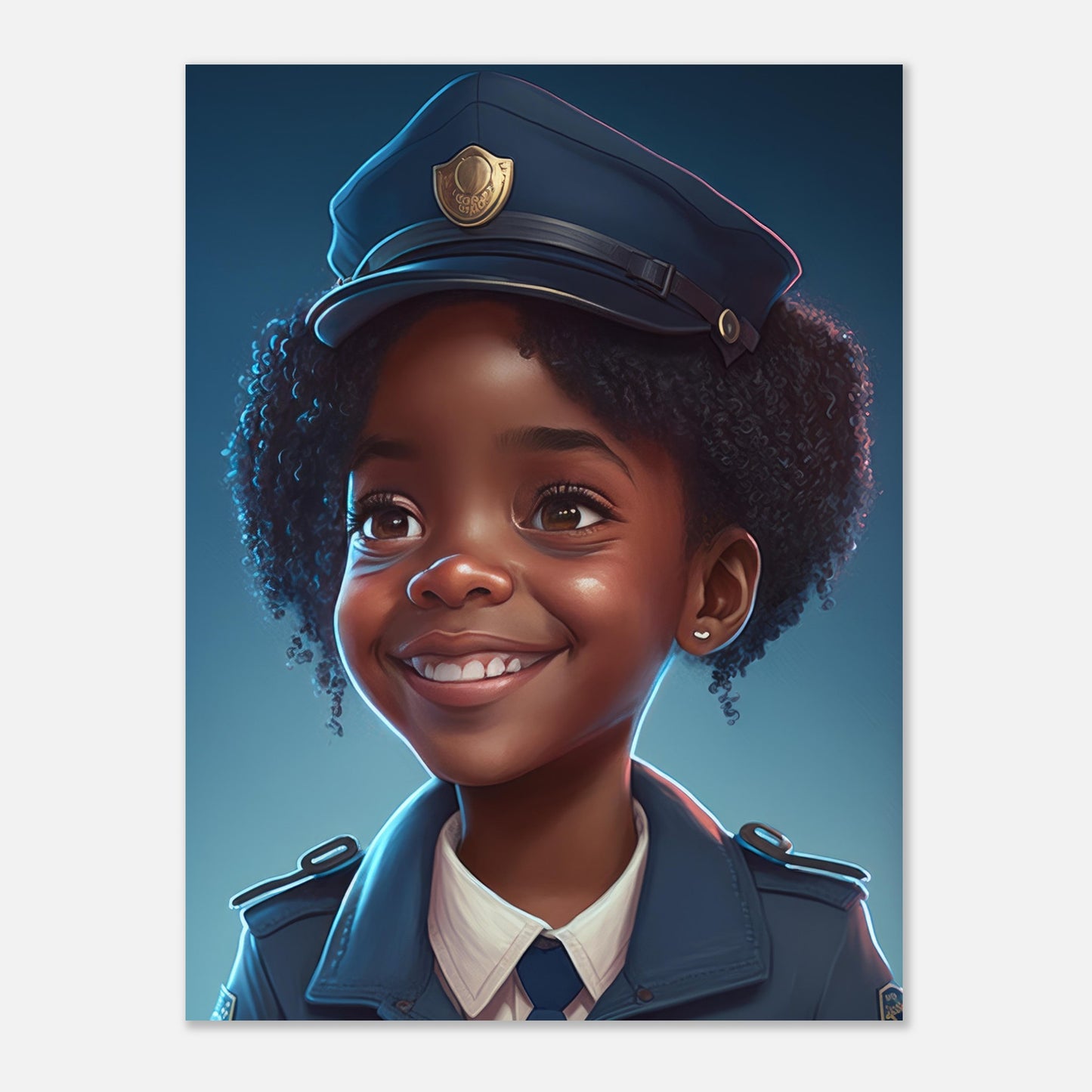 Little Heroes Police Girl 2 Premium Matte Poster | Encouraging Children's Wall Art