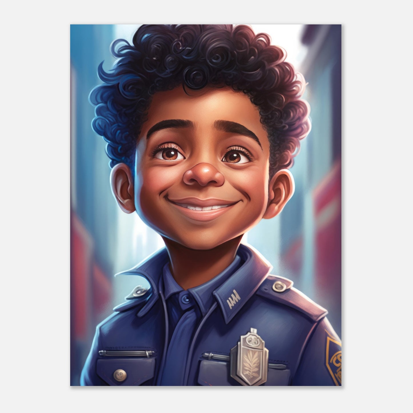 Little Heroes Police Boy 5 Premium Matte Poster | Encouraging Children's Wall Art