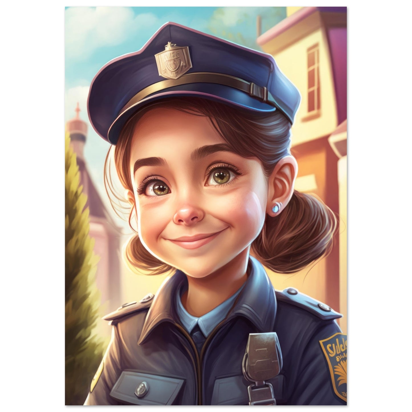 Little Heroes Police Girl 1 Premium Matte Poster | Encouraging Children's Wall Art