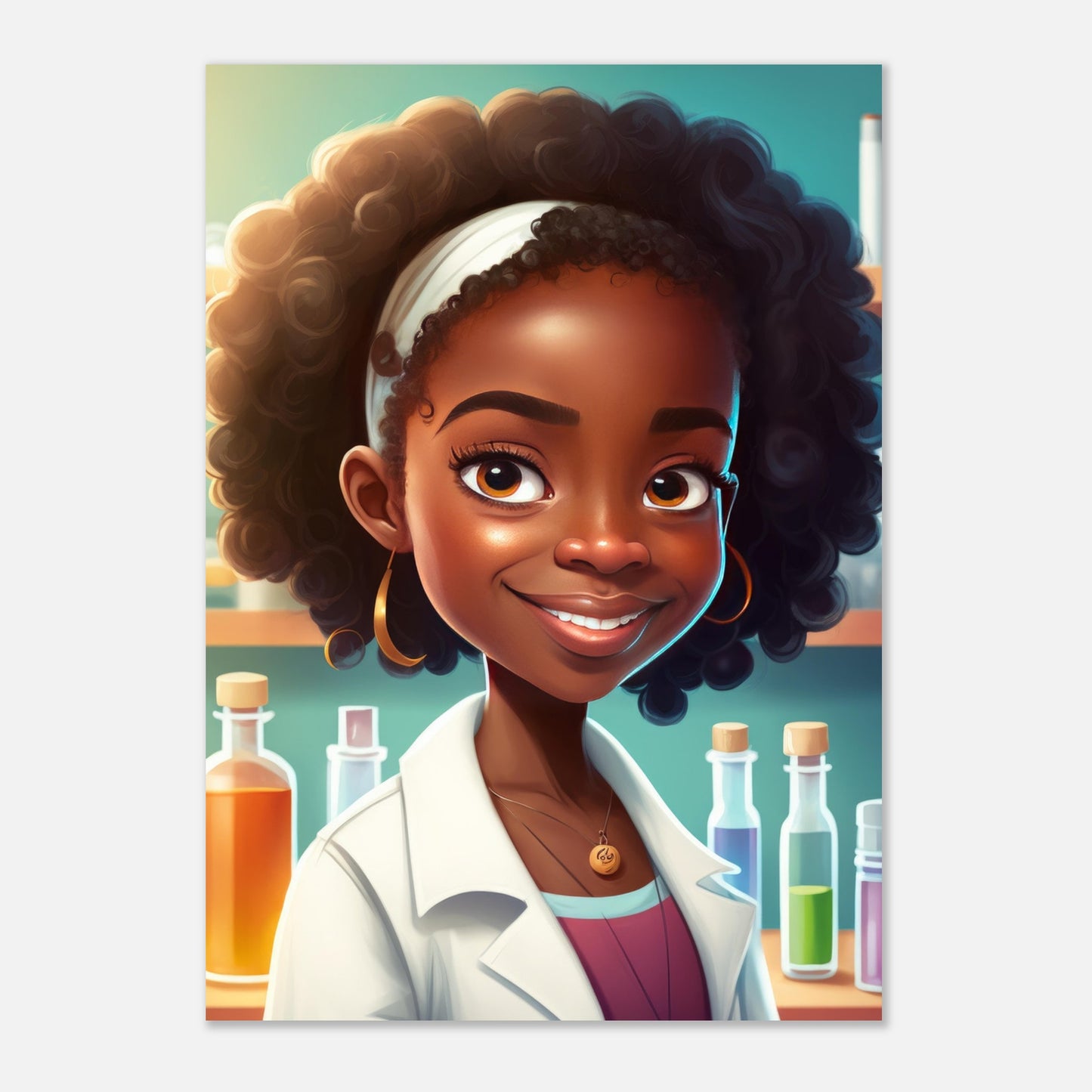 Little Heroes Scientists Girl 2 Premium Matte Poster | Encouraging Children's Wall Art