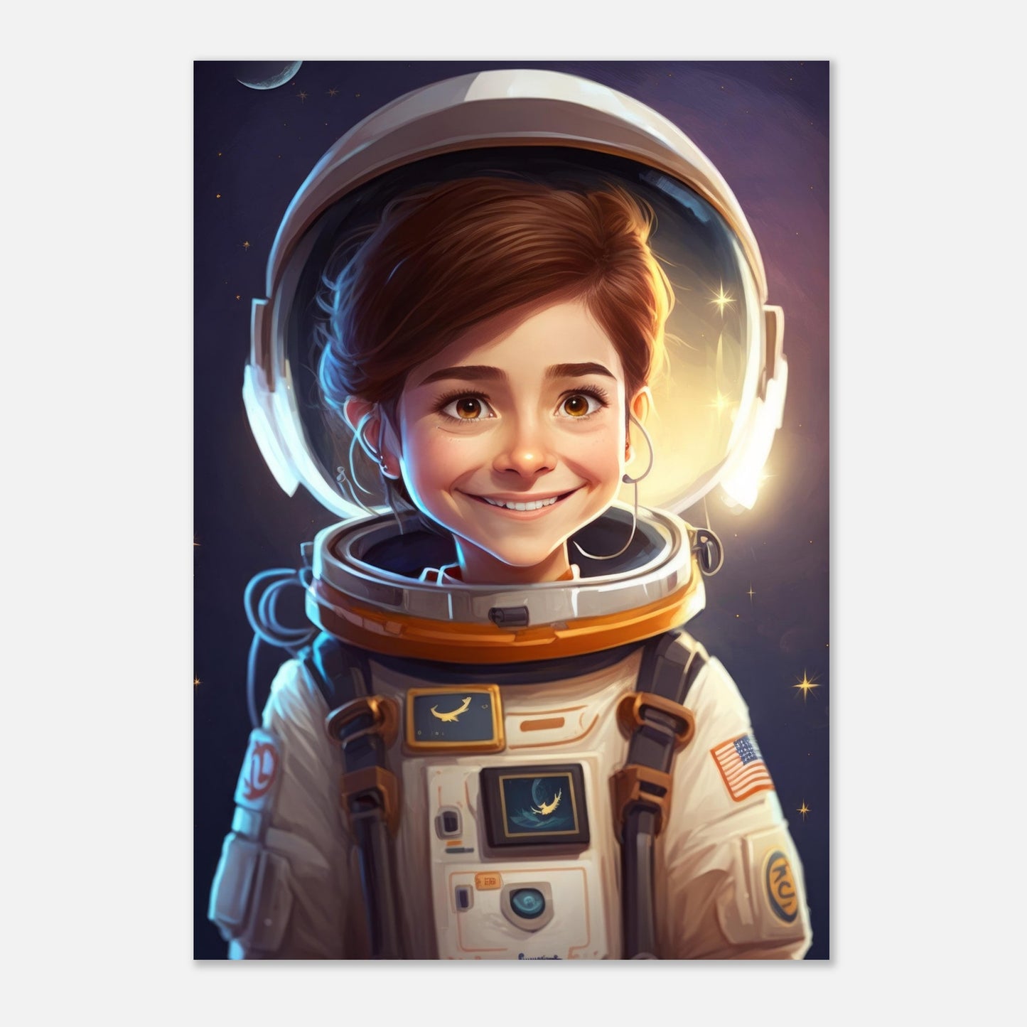 Little Heroes Astronauts Girl 1 Premium Matte Poster | Encouraging Children's Wall Art