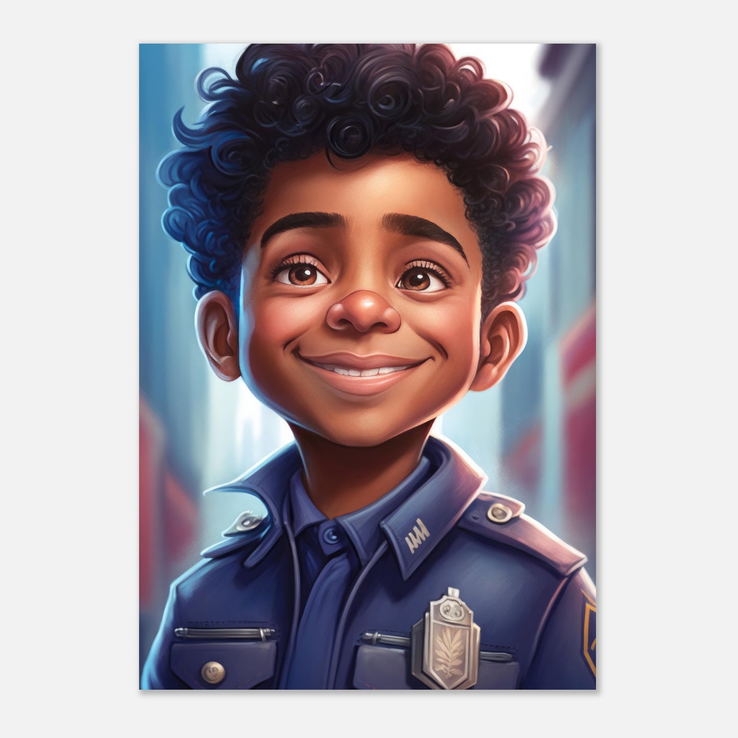 Little Heroes Police Boy 5 Premium Matte Poster | Encouraging Children's Wall Art