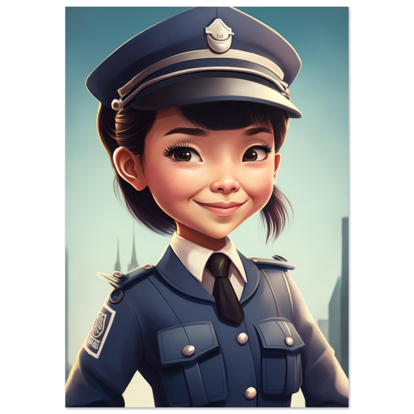 Little Heroes Police Girl 4 Premium Matte Poster | Encouraging Children's Wall Art