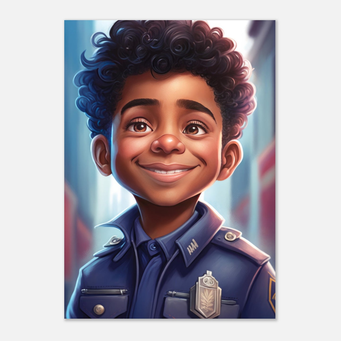 Little Heroes Police Boy 5 Premium Matte Poster | Encouraging Children's Wall Art