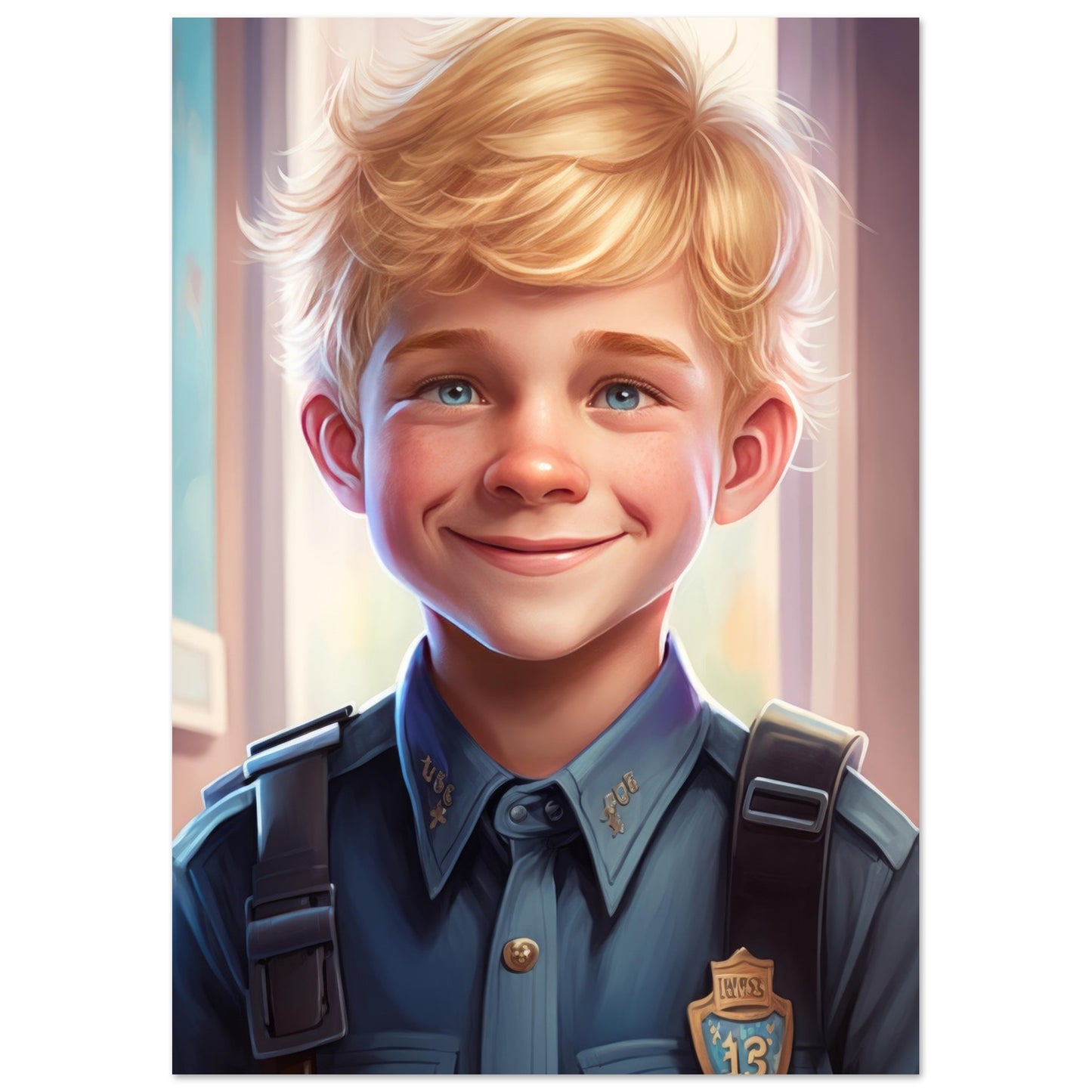 Little Heroes Police Boy 3 Premium Matte Poster | Encouraging Children's Wall Art