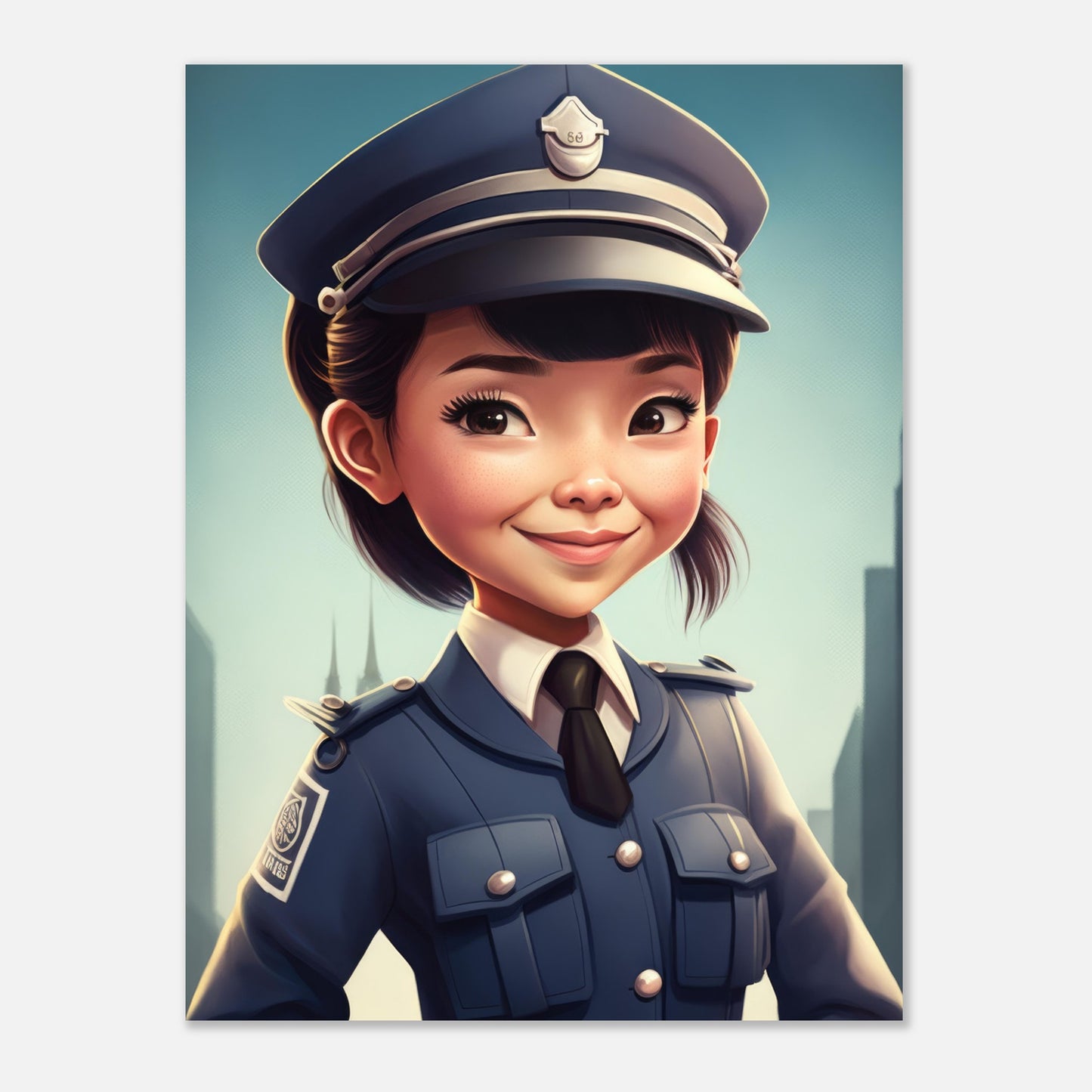 Little Heroes Police Girl 4 Premium Matte Poster | Encouraging Children's Wall Art