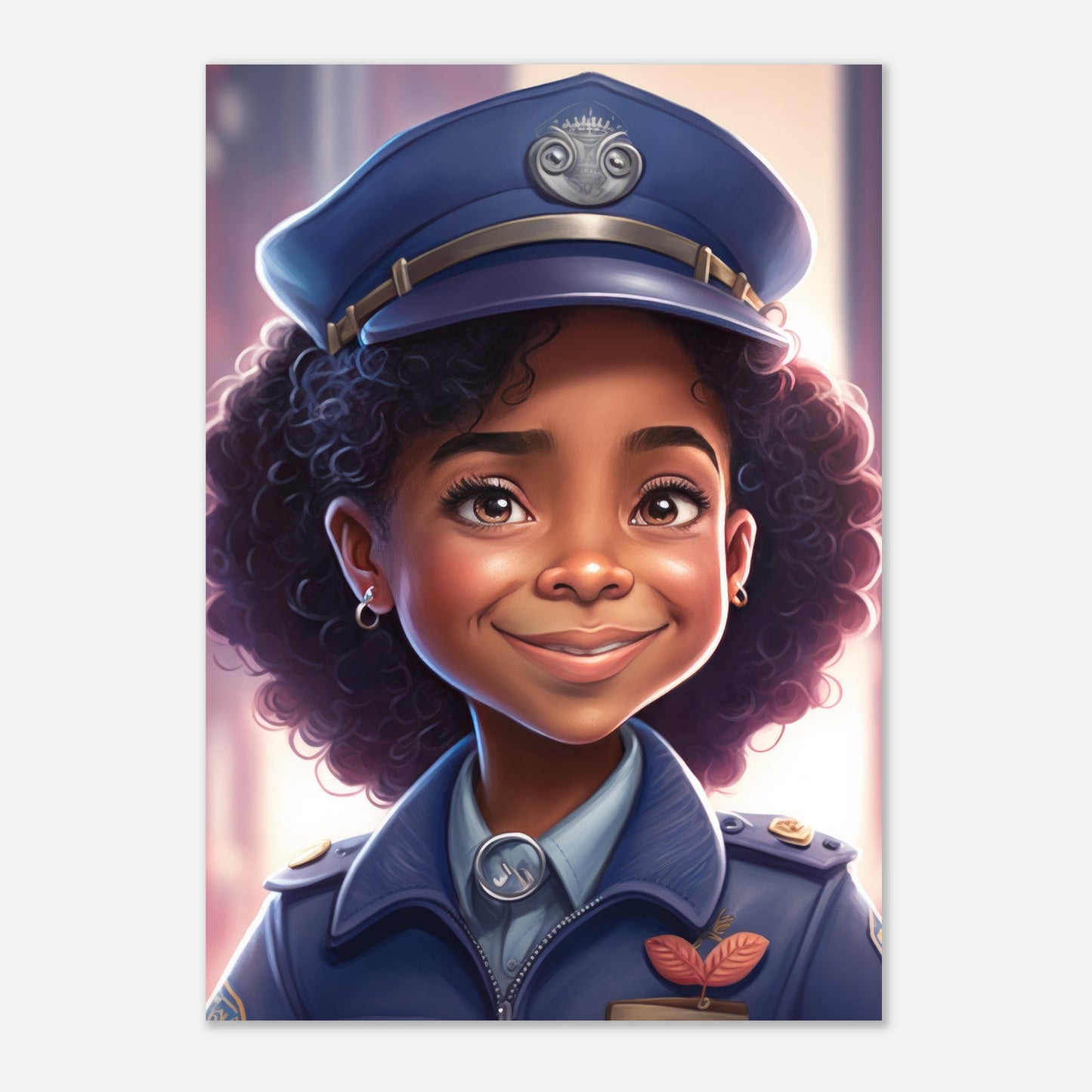 Little Heroes Police Girl 5 Premium Matte Poster | Encouraging Children's Wall Art