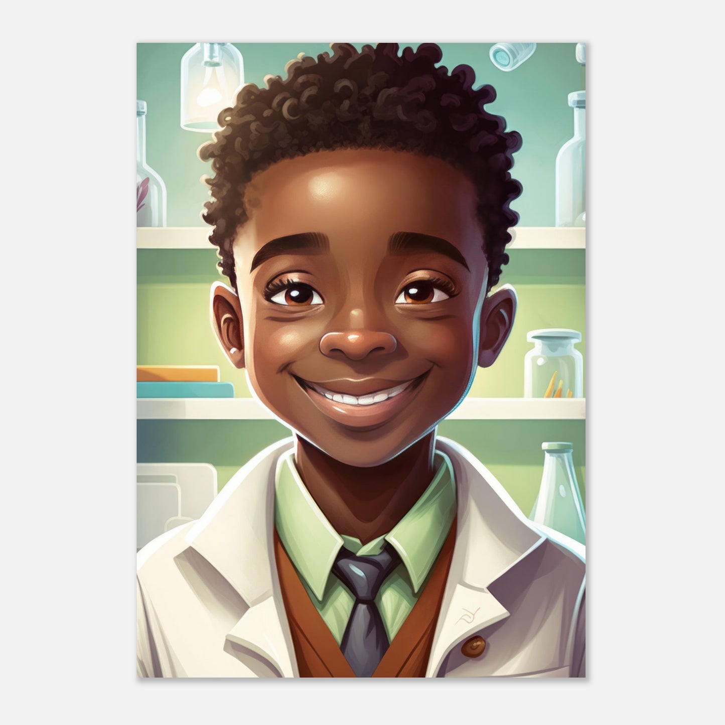 Little Heroes Scientists Boy 2 Premium Matte Poster | Encouraging Children's Wall Art