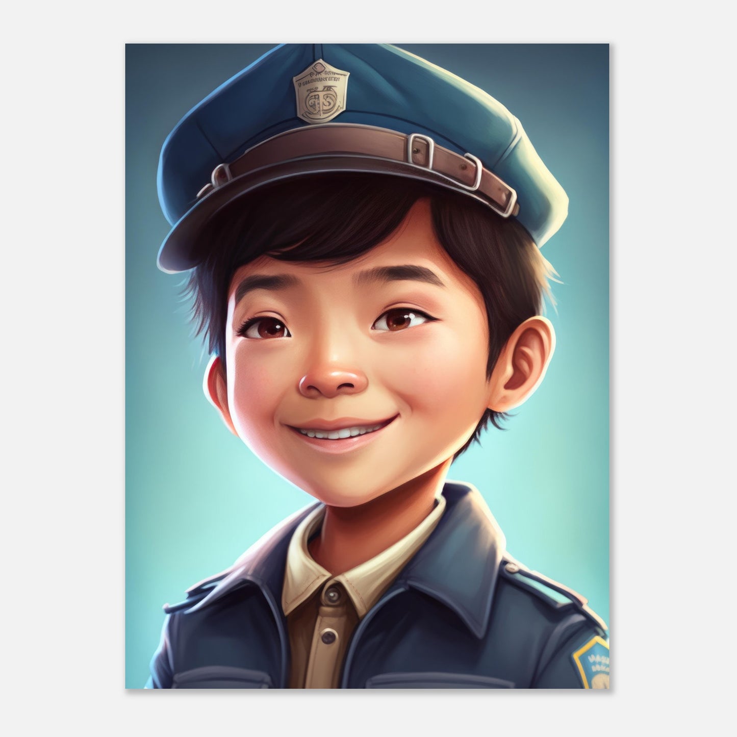 Little Heroes Police Boy 4 Premium Matte Poster | Encouraging Children's Wall Art