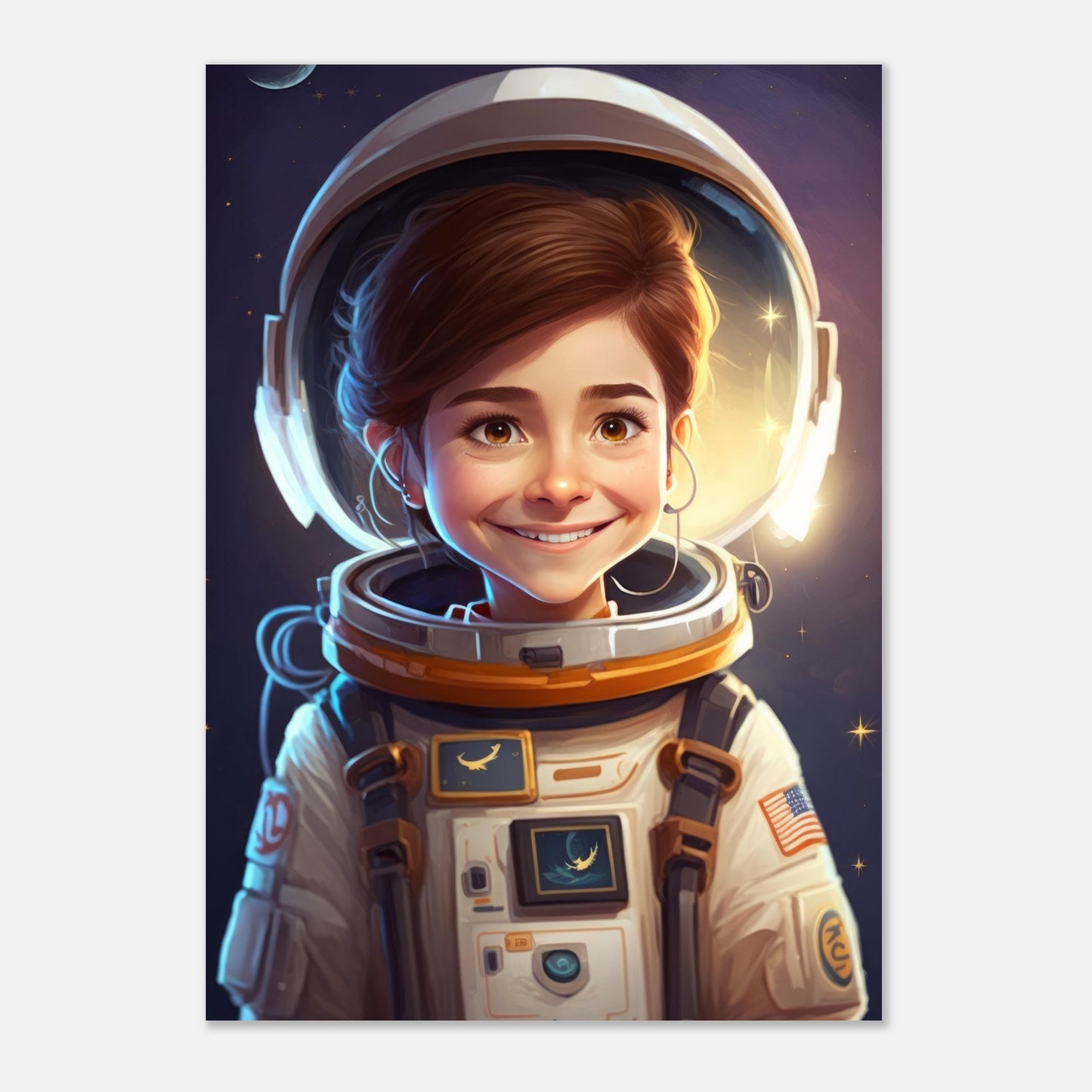 Little Heroes Astronauts Girl 1 Premium Matte Poster | Encouraging Children's Wall Art