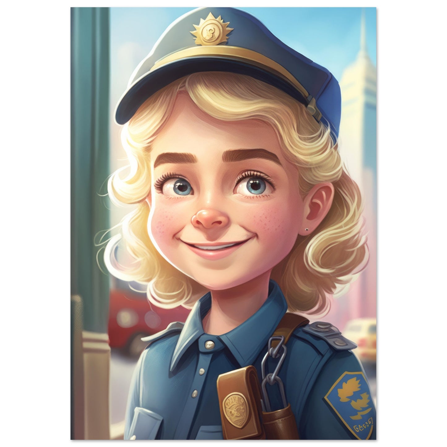 Little Heroes Police Girl 3 Premium Matte Poster | Encouraging Children's Wall Art