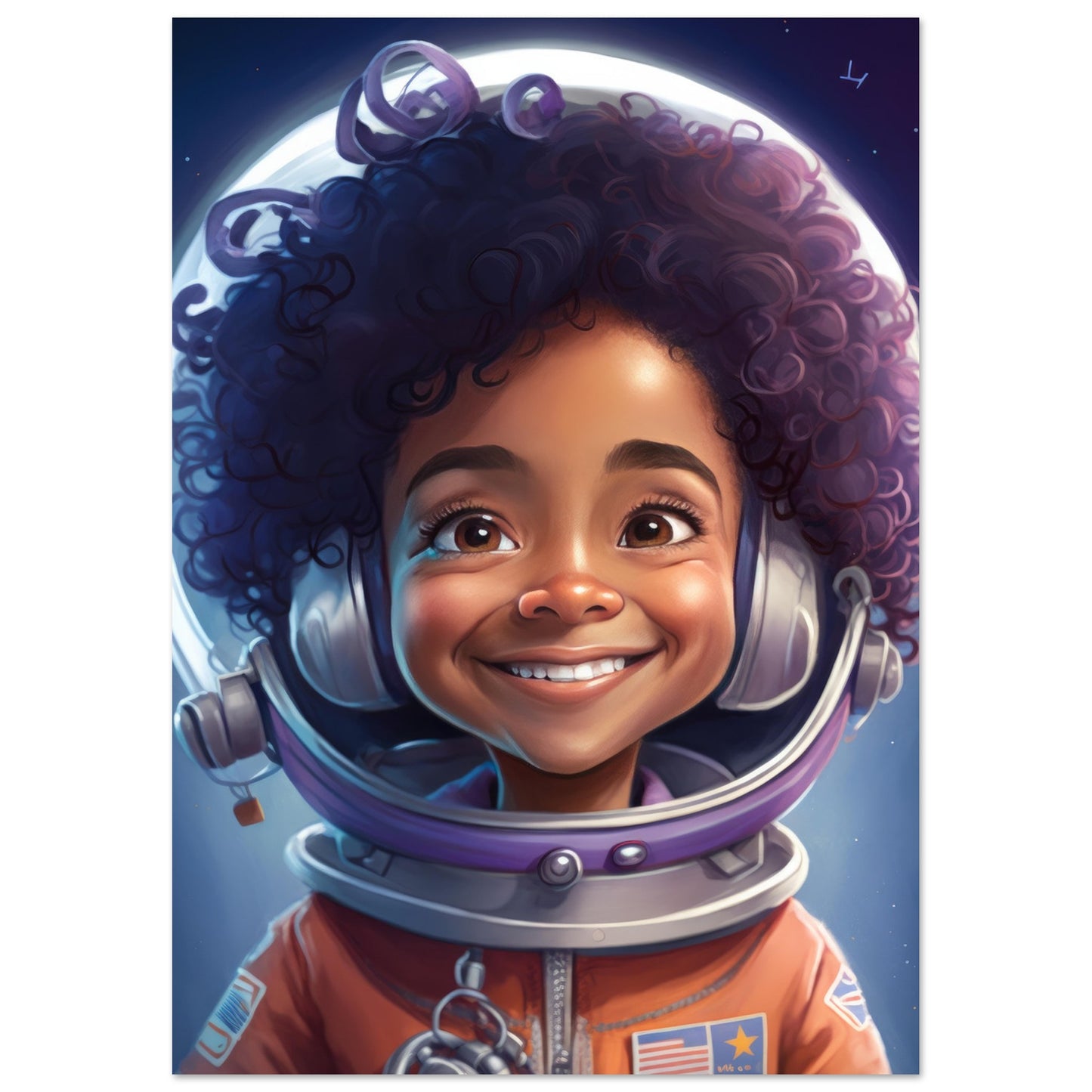 Little Heroes Astronauts Girl 5 Premium Matte Poster | Encouraging Children's Wall Art