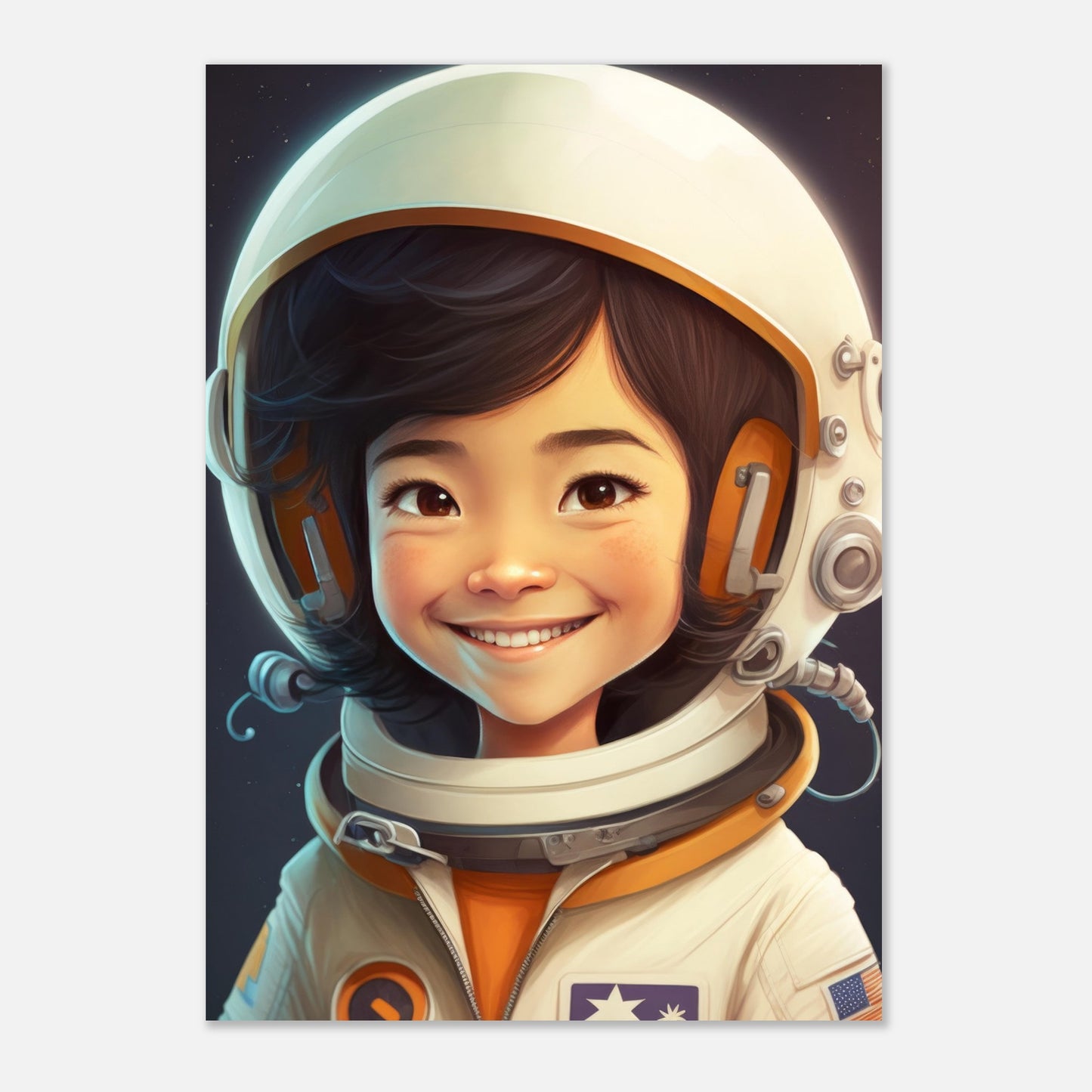 Little Heroes Astronauts Girl 4 Premium Matte Poster | Encouraging Children's Wall Art