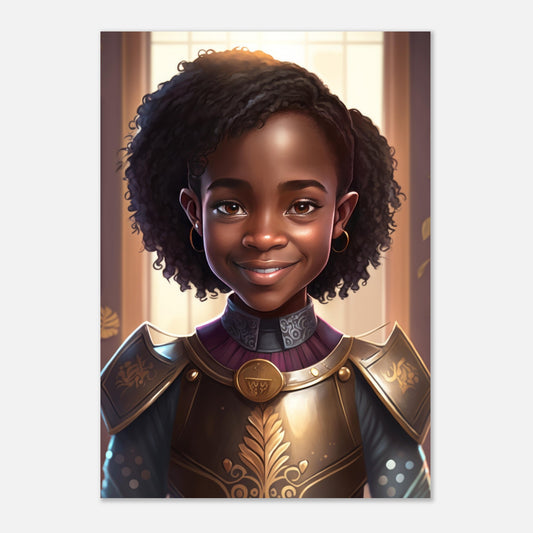 Little Heroes Knights Girl 2 Premium Matte Poster | Encouraging Children's Wall Art