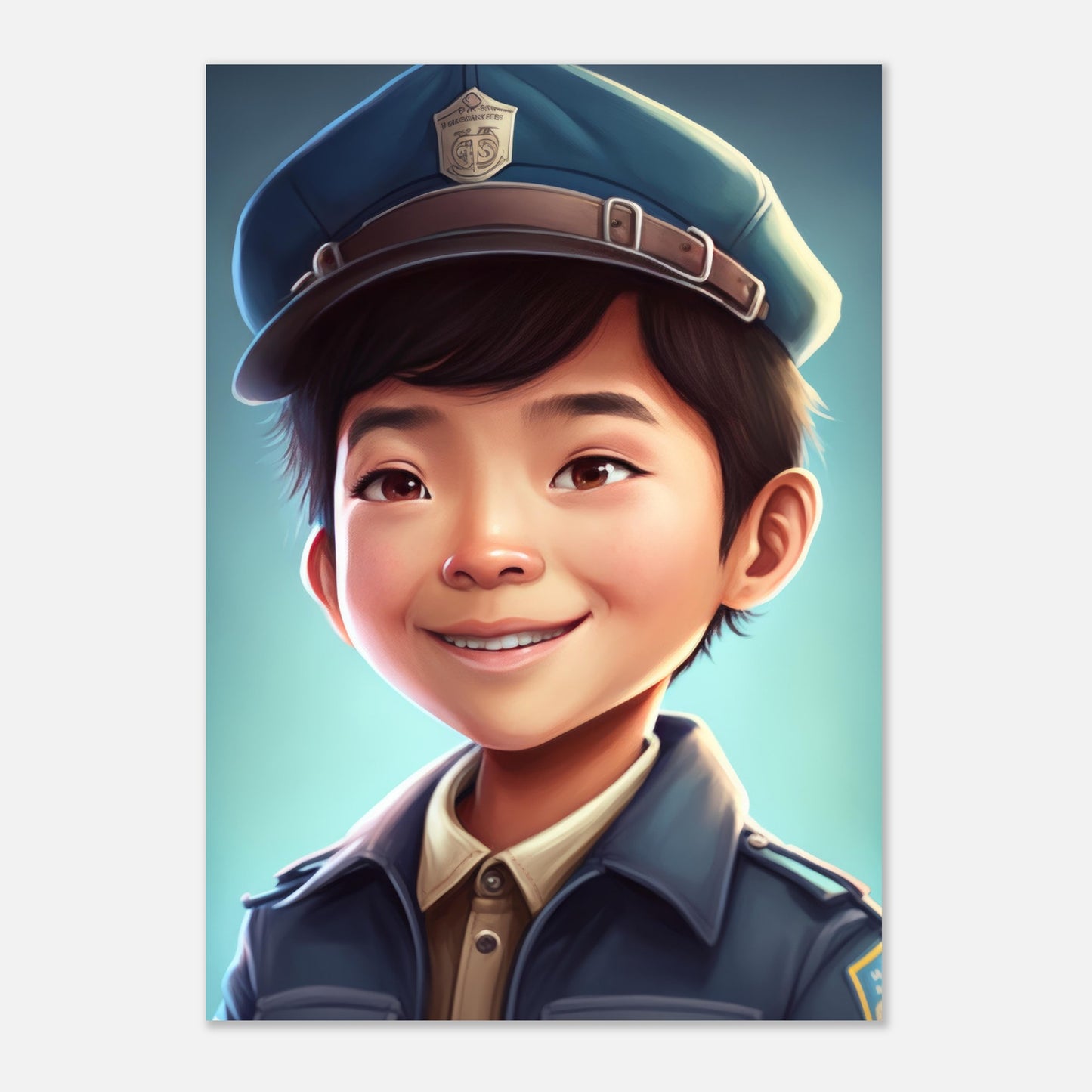 Little Heroes Police Boy 4 Premium Matte Poster | Encouraging Children's Wall Art