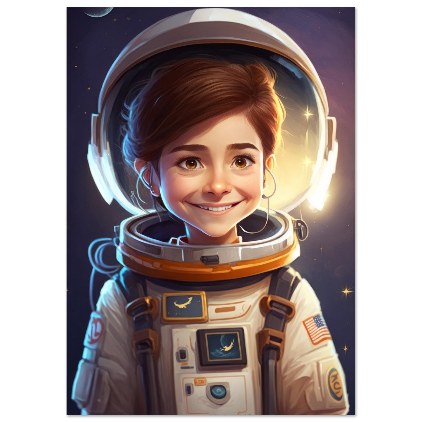 Little Heroes Astronauts Girl 1 Premium Matte Poster | Encouraging Children's Wall Art