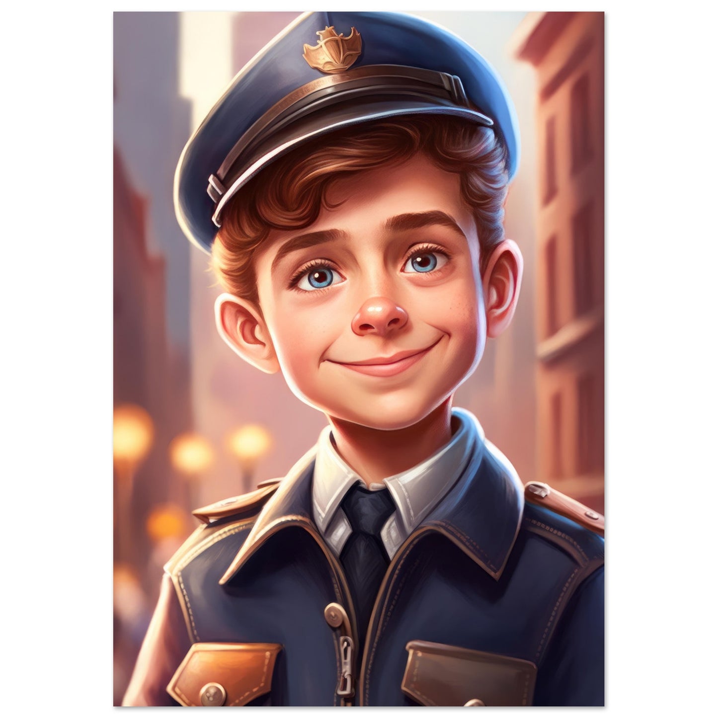 Little Heroes Police Boy 1 Premium Matte Poster | Encouraging Children's Wall Art