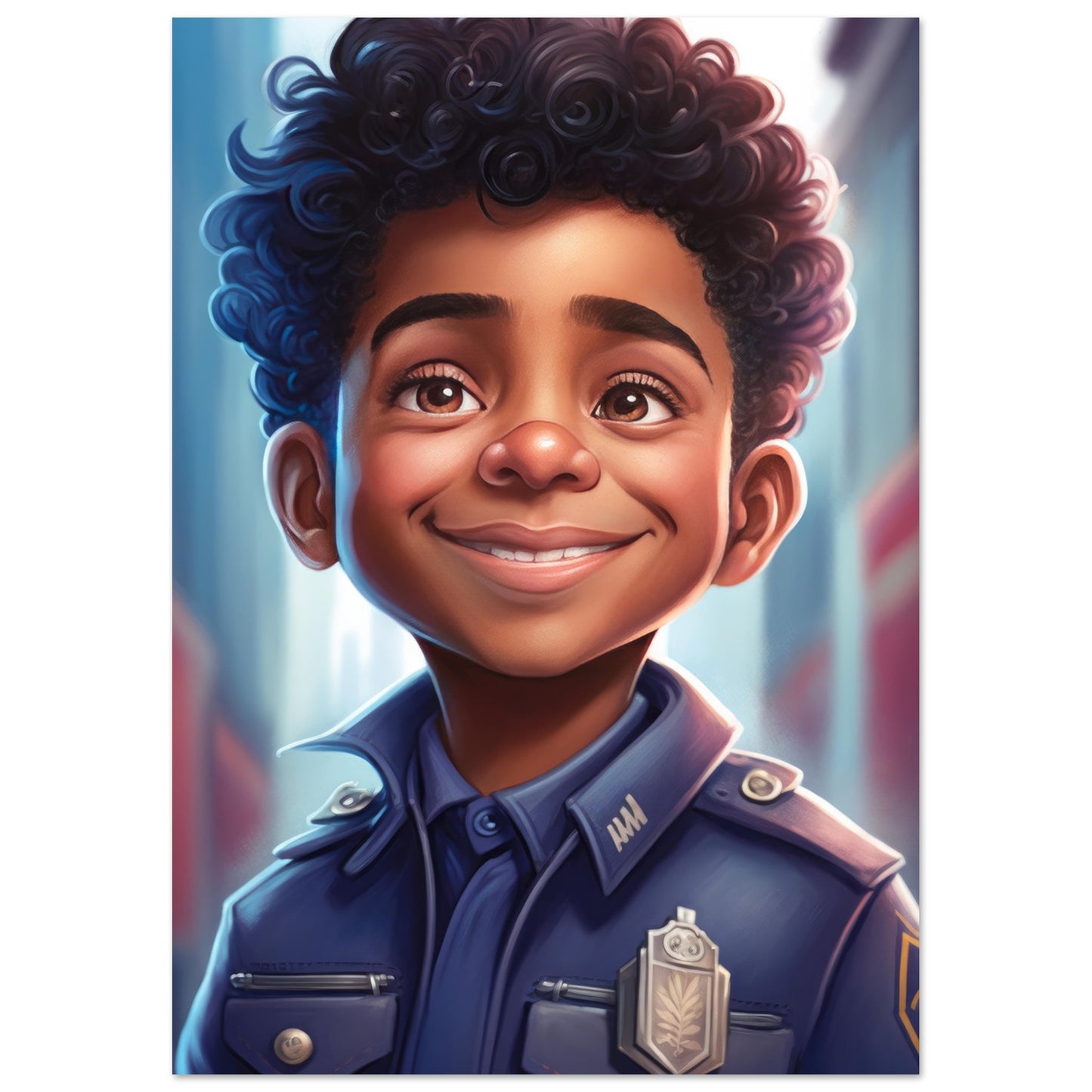 Little Heroes Police Boy 5 Premium Matte Poster | Encouraging Children's Wall Art